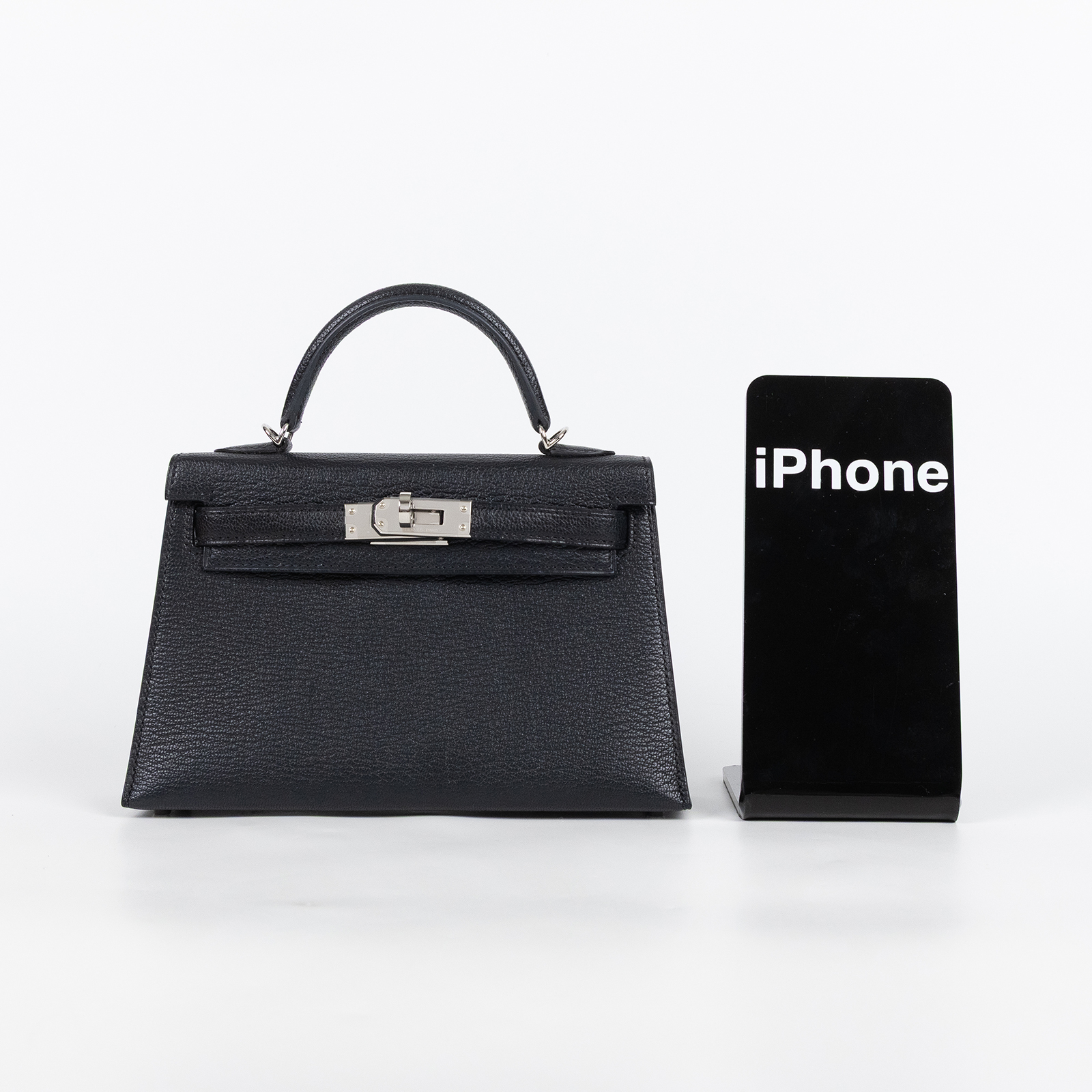 愛馬仕 Hermes Kelly Bag 凱莉包 mini II 銀色五金 黑色 深藍 H547404CZ00 /W TI 178 DY  原廠盒子/防塵袋/背帶