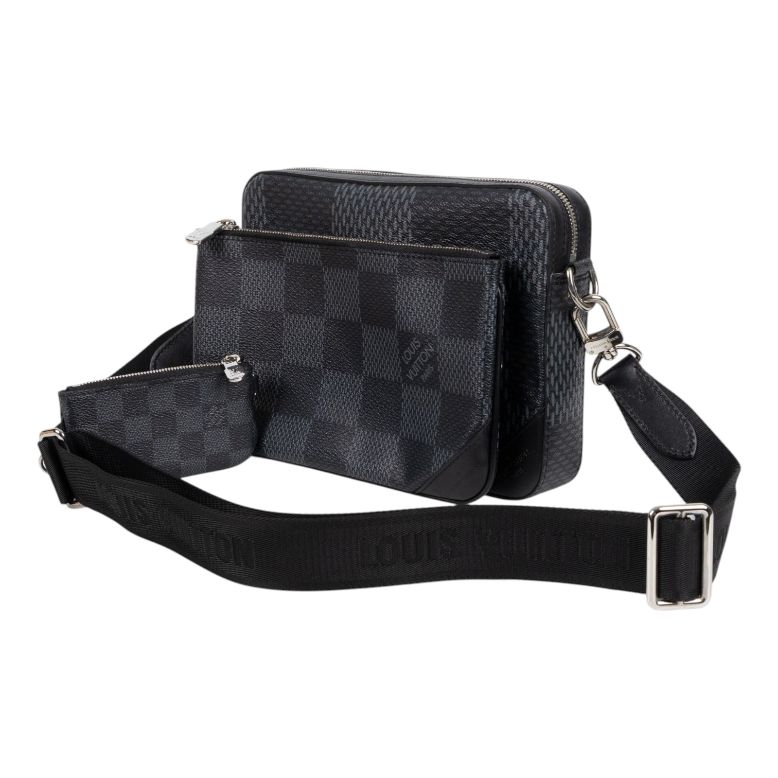 路易威登 LOUIS VUITTON TRIO 三合一 斜背包 郵差包 N50017 晶片款 黑棋盤格TRIO郵差包 原廠盒子/防塵袋/背帶/內袋2