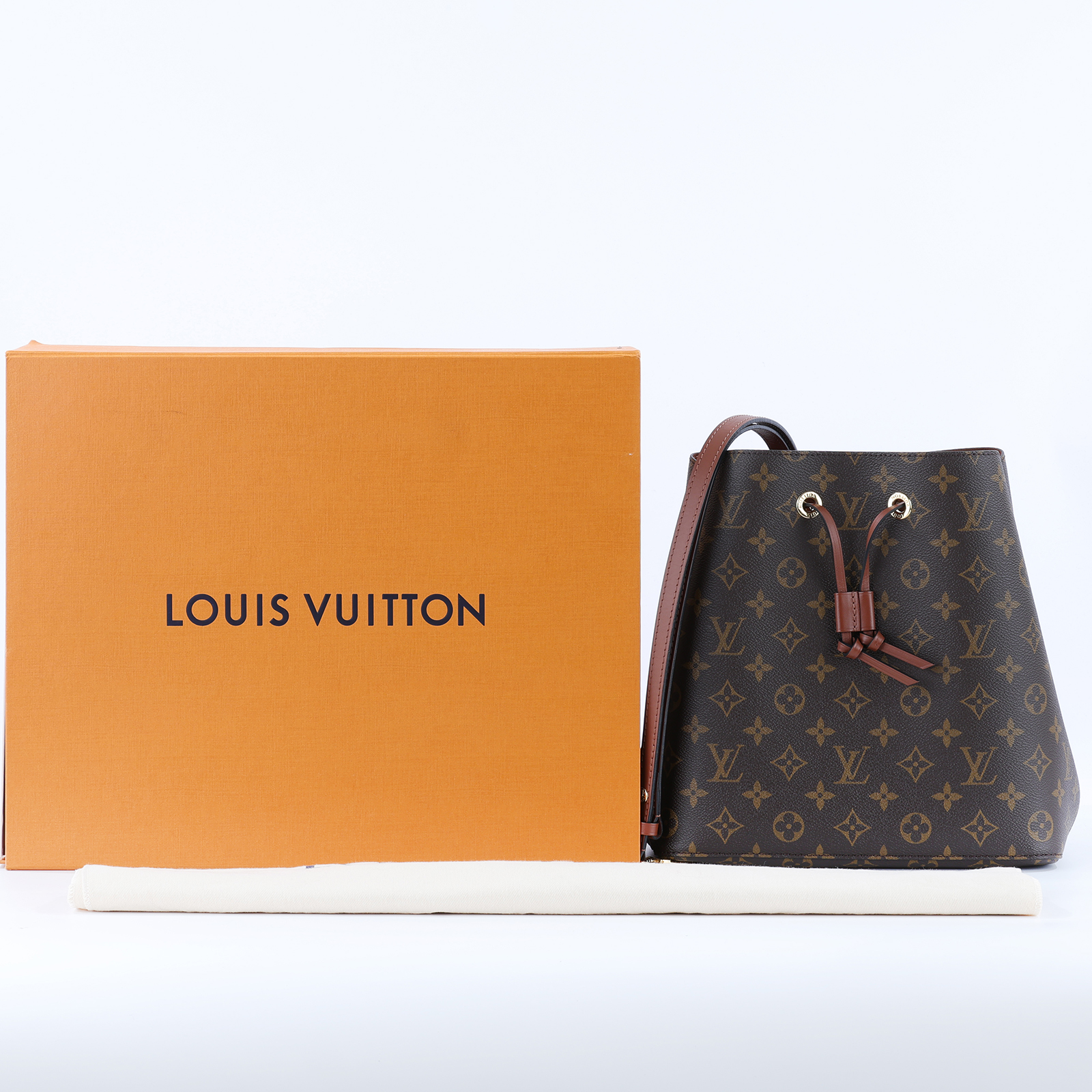 路易威登 LOUIS VUITTON NéoNoé MM 經典帆布 肩背 水桶包 棕色 M44887 晶片款 棕原花NéoNoé MM 原廠盒子/防塵袋/背帶