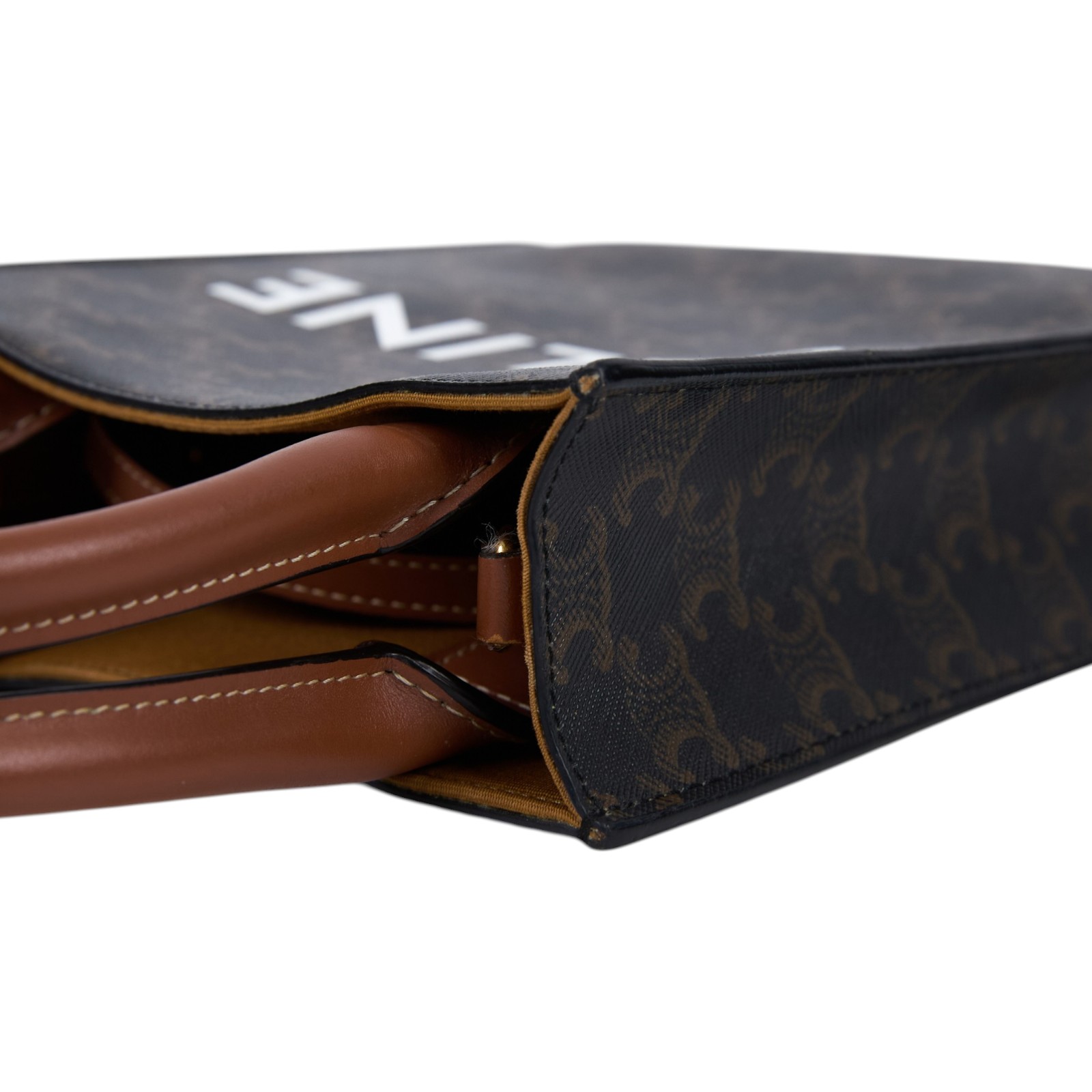 思琳 CELINE Triomphe帆布 迷你 直式 Cabas 肩背 手提包 194372BZK 原花TRIOMPHE琴譜包 背帶