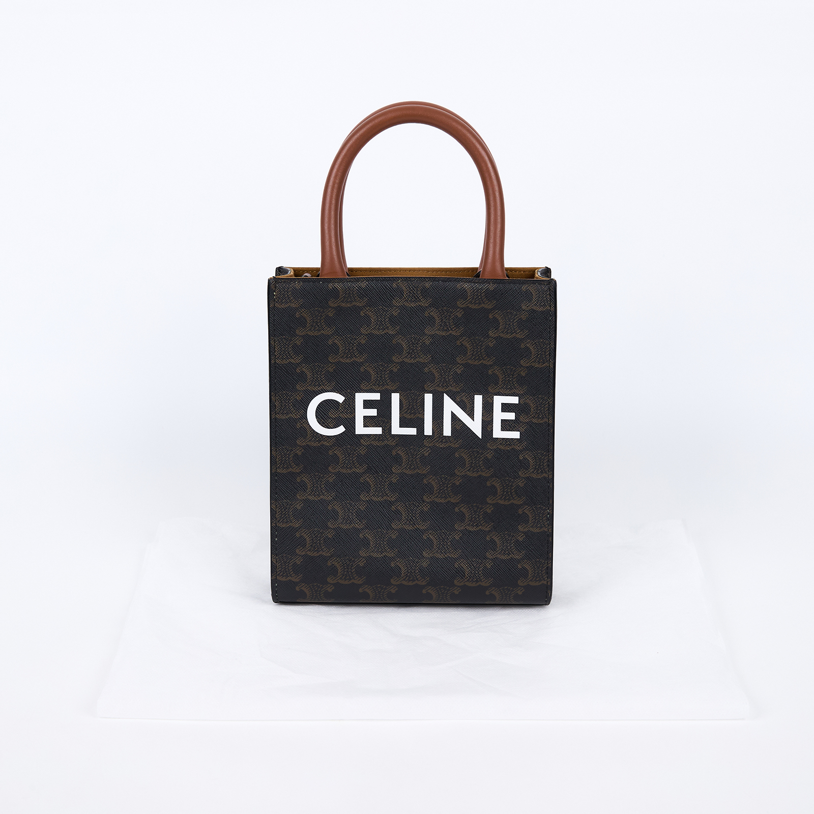 思琳 CELINE Triomphe帆布 迷你 直式 Cabas 肩背 手提包 194372BZK 原花TRIOMPHE琴譜包 背帶