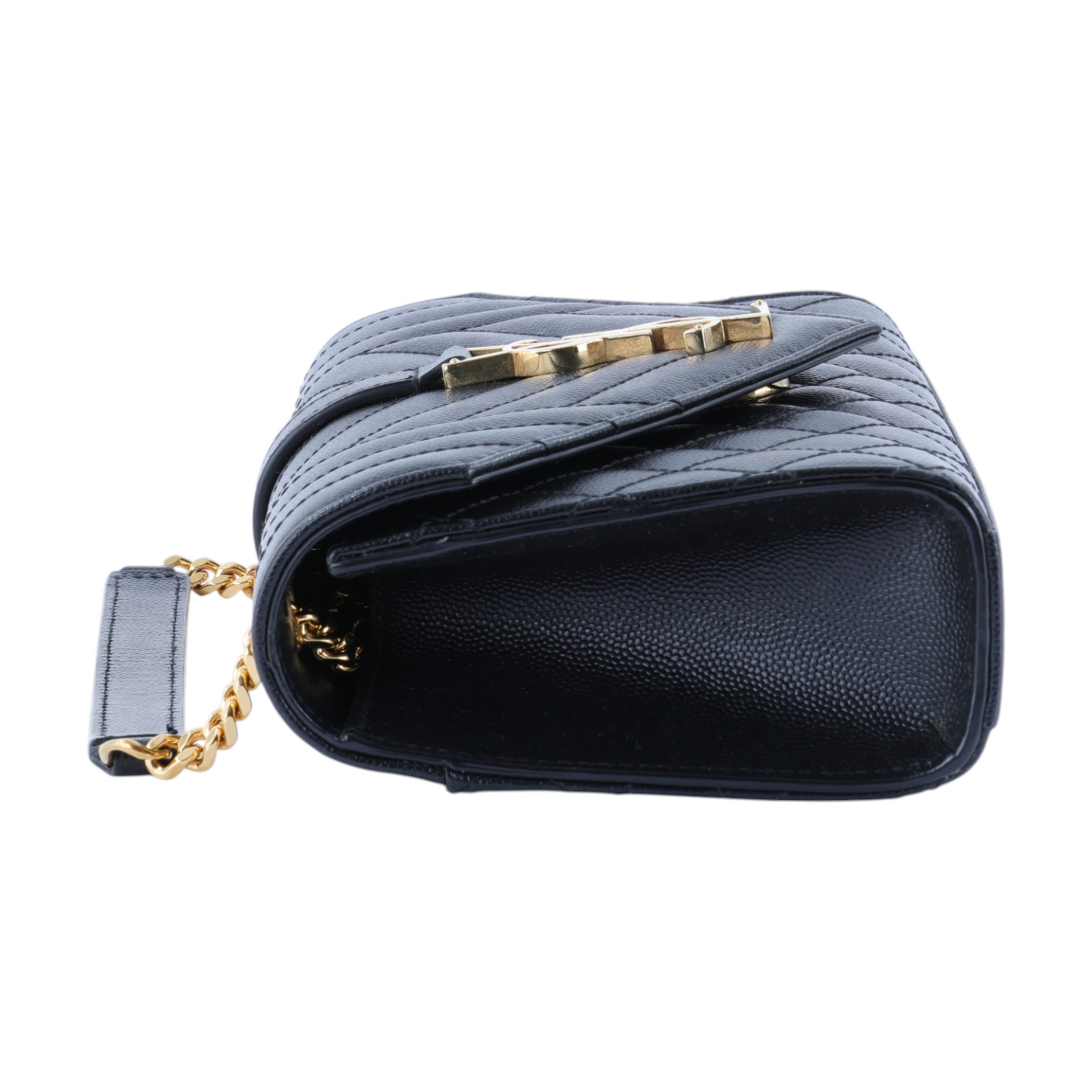 聖羅蘭 YSL SAINT LAURENT Envelope 粒面絎縫皮革 小型 信封袋 金色五金 600195BOW91 黑金ENVELOPE肩背包 防塵袋