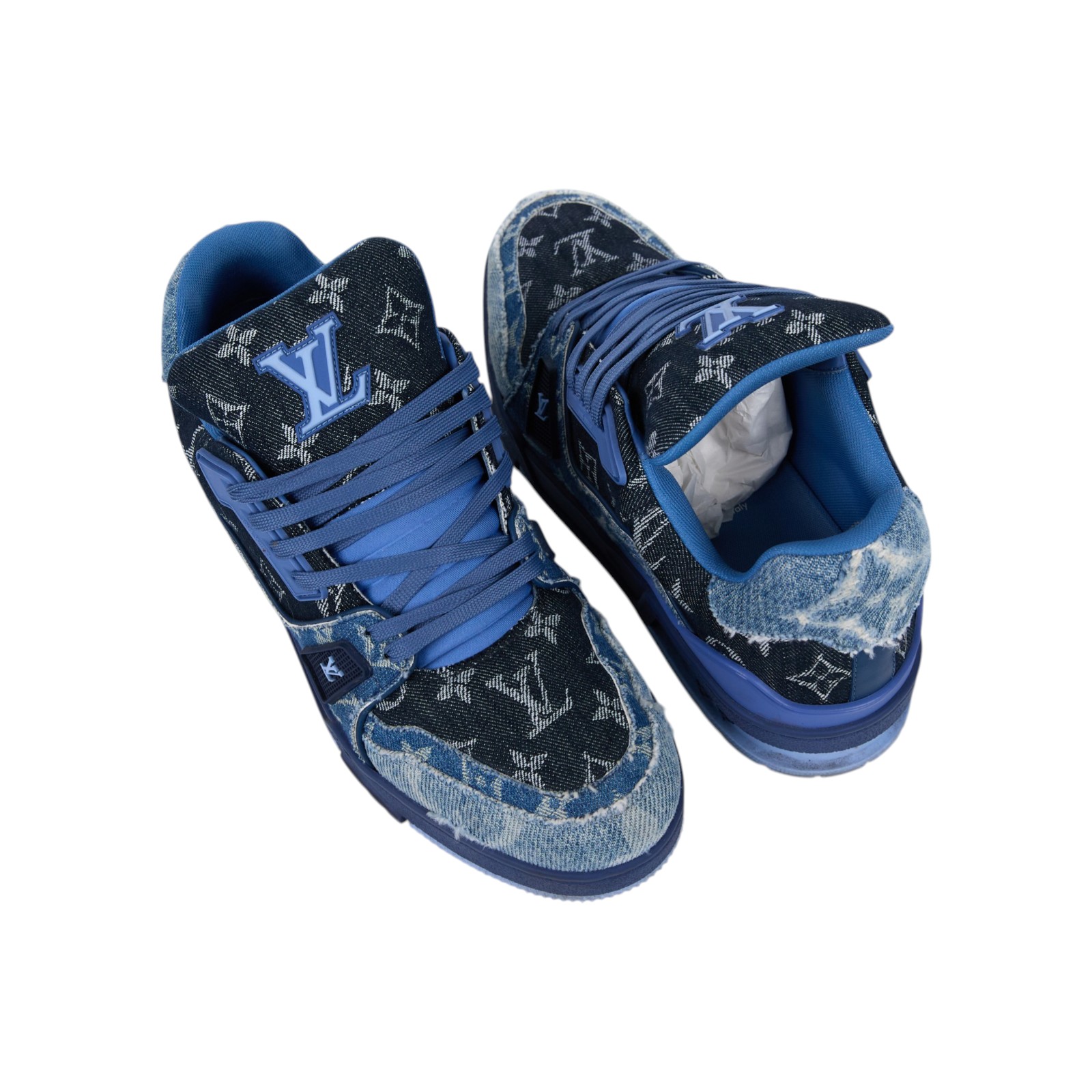 路易威登 LOUIS VUITTON LV Trainer 運動鞋 丹寧 1AC4YS 牛仔TRAINER#7.5 原廠盒子/防塵袋