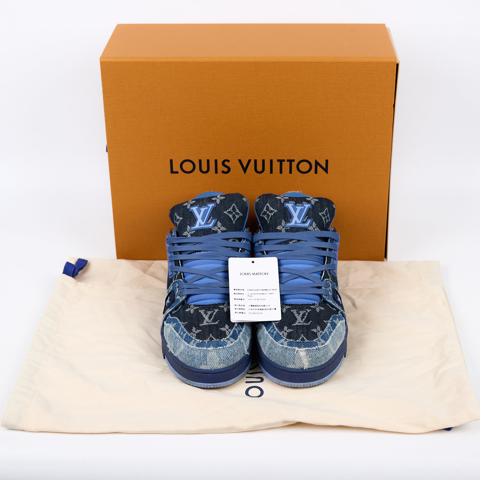路易威登 LOUIS VUITTON LV Trainer 運動鞋 丹寧 1AC4YS 牛仔TRAINER#7.5 原廠盒子/防塵袋