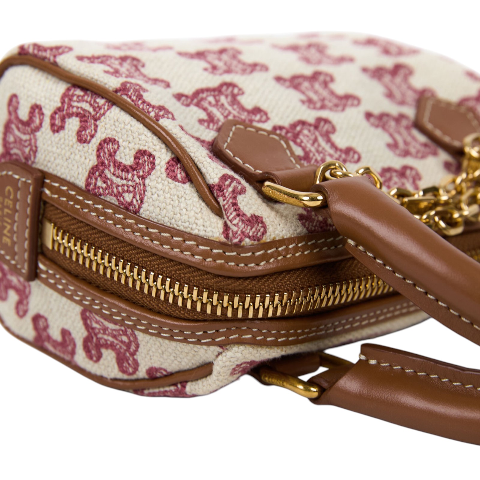 思琳 CELINE Mini Boston 手提包 斜背包 凱旋門 195112CS8 原花帆布MINI波士頓包 防塵袋/背帶/購買證明影本