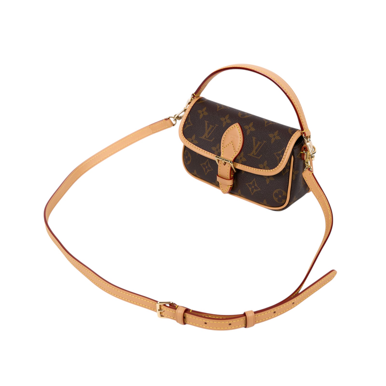 路易威登 LOUIS VUITTON Nano Diane 腋下包法棍 單肩背包 經典帆布 M83298 晶片款  原廠盒子/防塵袋/背帶2