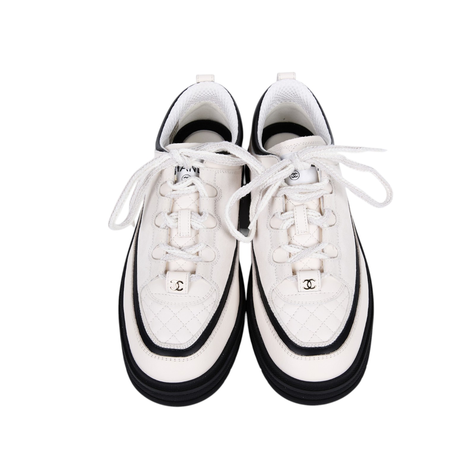 香奈兒 CHANEL 25B Trainers 球鞋 休閒鞋 G46258_39 白麂皮運動鞋#39 無附屬品