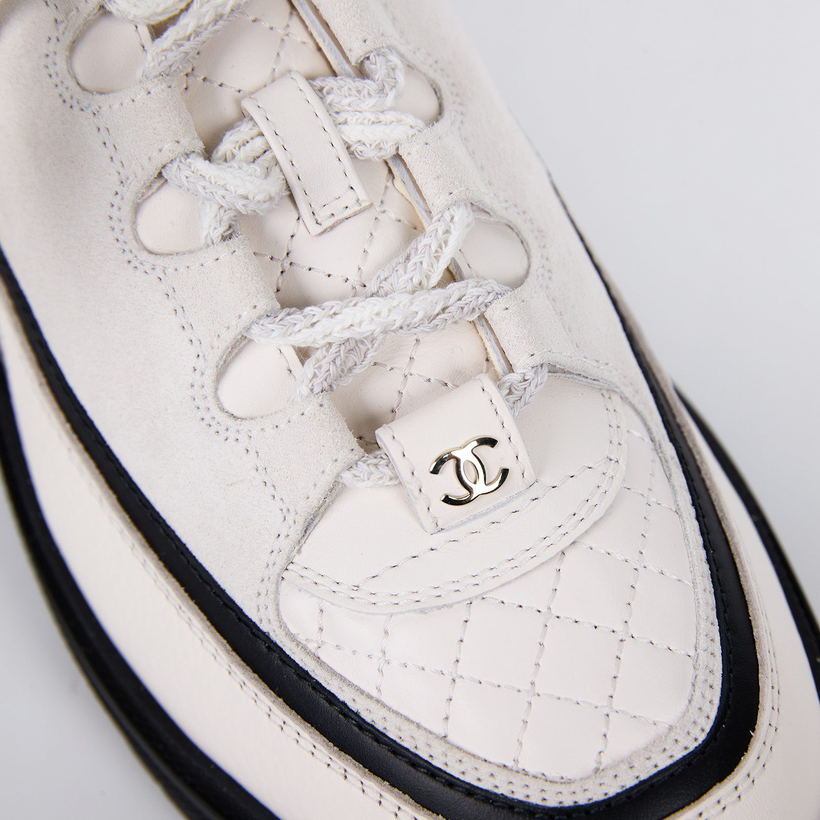 香奈兒 CHANEL 25B Trainers 球鞋 休閒鞋 G46258_39 白麂皮運動鞋#39 無附屬品