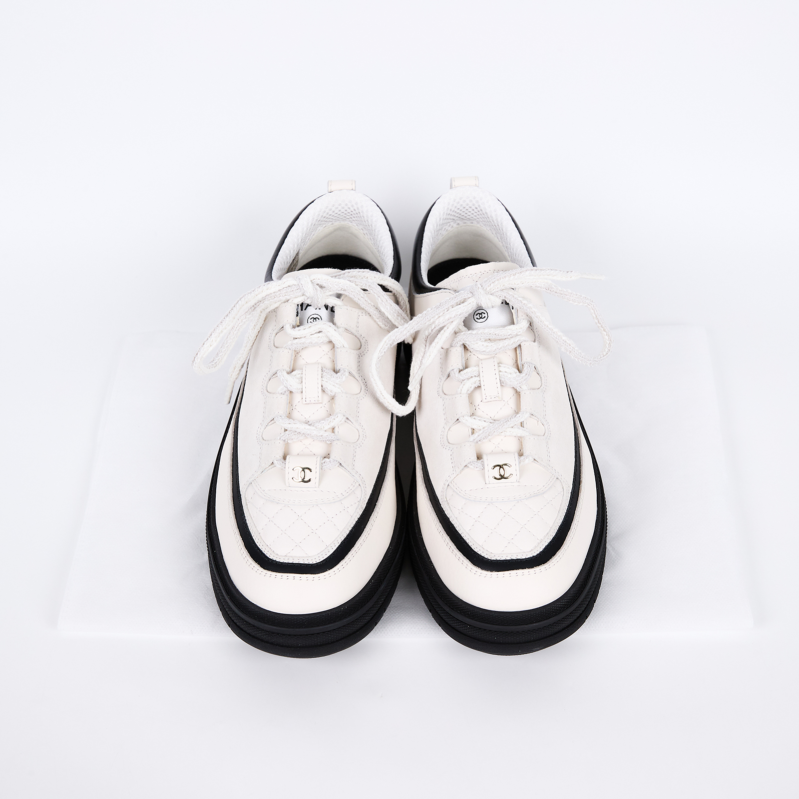 香奈兒 CHANEL 25B Trainers 球鞋 休閒鞋 G46258_39 白麂皮運動鞋#39 無附屬品