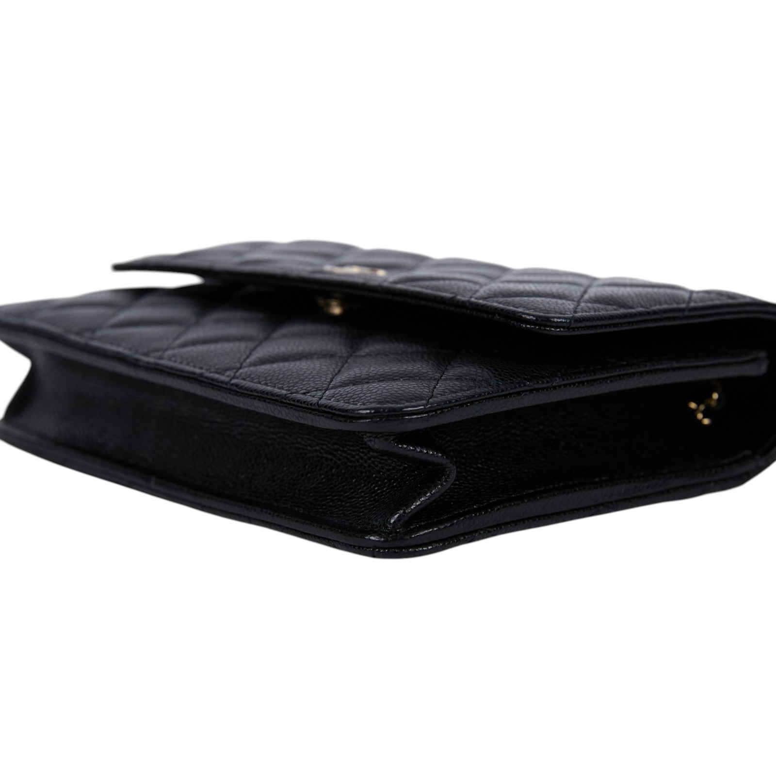 香奈兒 CHANEL Coco Mark WOC 錢包 斜背包 AP3745 晶片款 黑金荔枝牛WOC 防塵袋