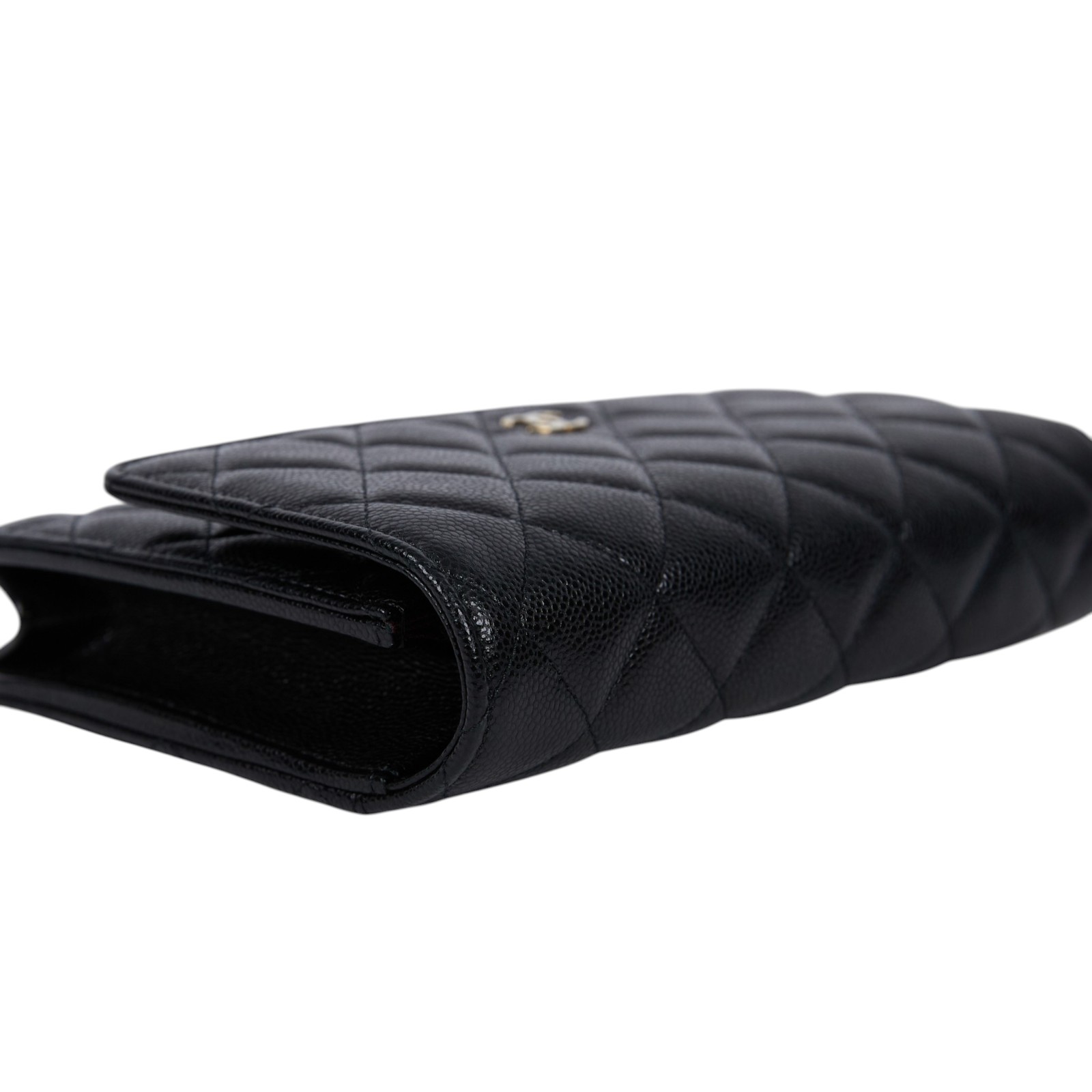 香奈兒 CHANEL Coco Mark WOC 錢包 斜背包 AP3745 晶片款 黑金荔枝牛WOC 防塵袋