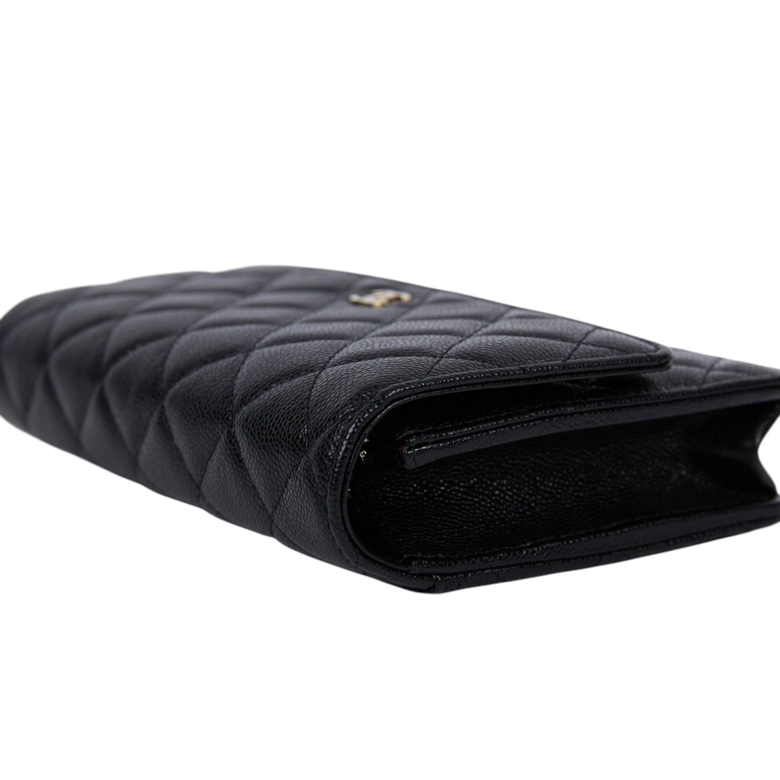 香奈兒 CHANEL Coco Mark WOC 錢包 斜背包 AP3745 晶片款 黑金荔枝牛WOC 防塵袋