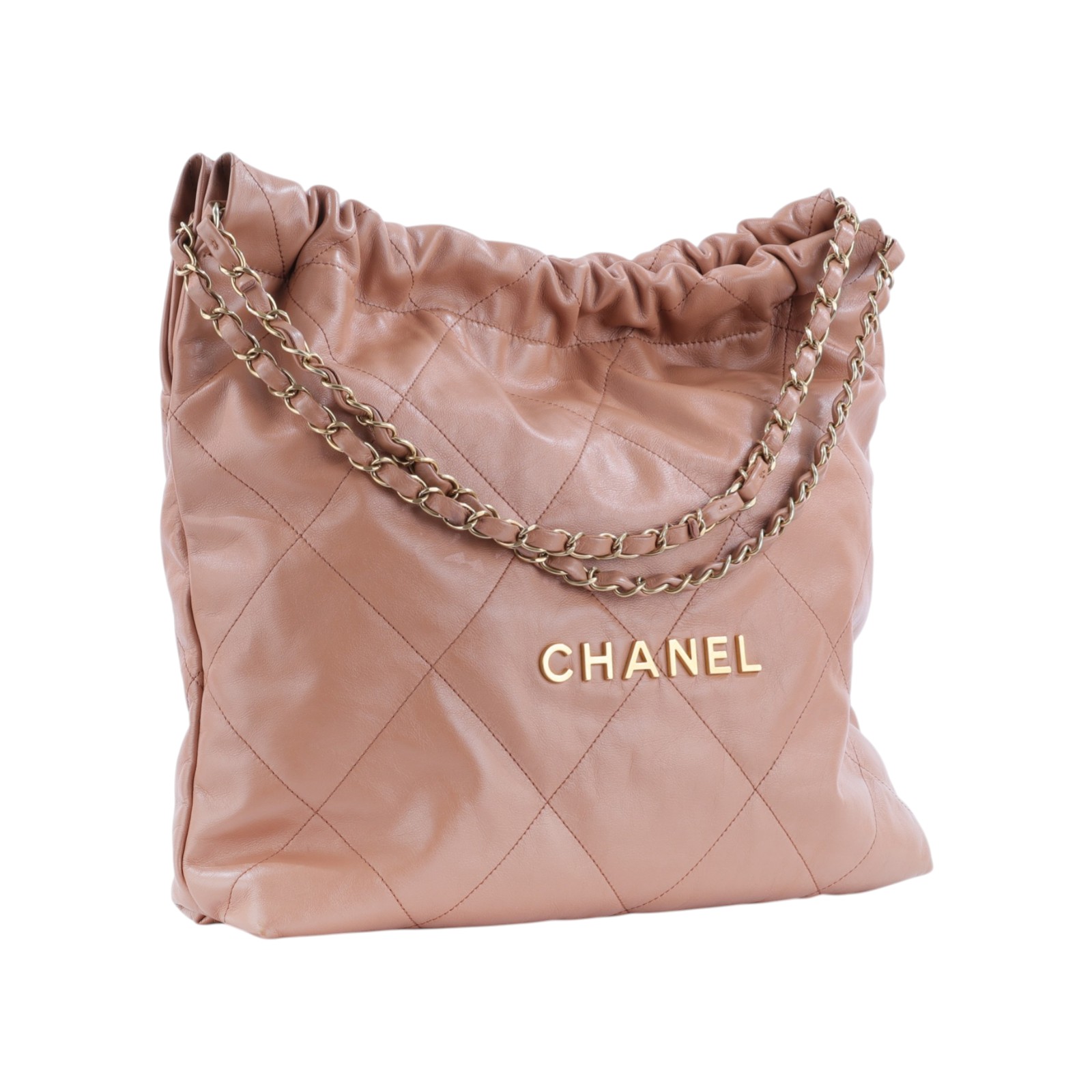 香奈兒 CHANEL 22 中型 束口包 AS3261 晶片款 奶茶金釦22包 中號 防塵袋/內袋