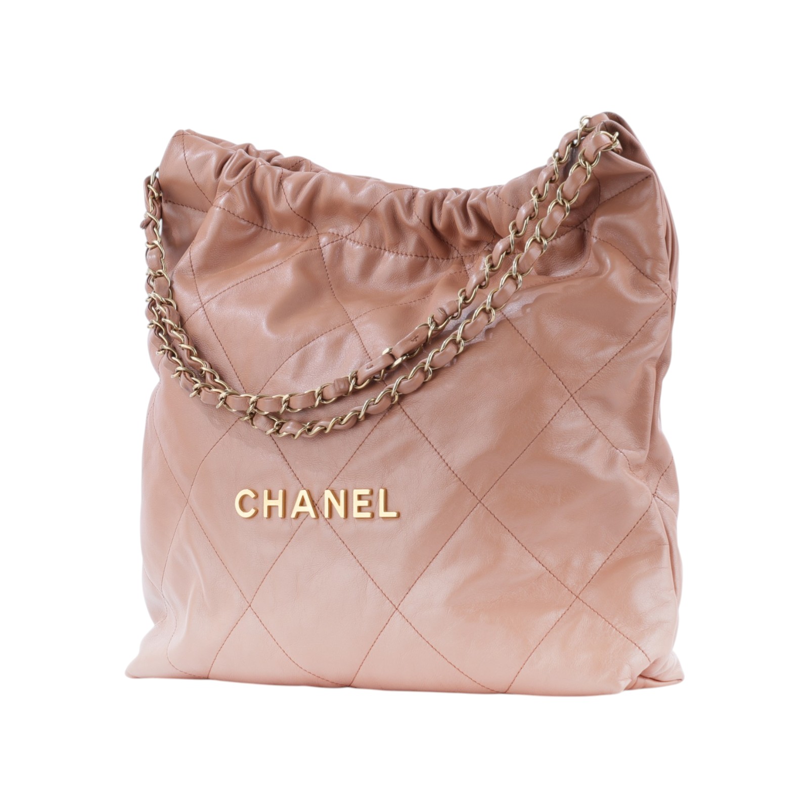 香奈兒 CHANEL 22 中型 束口包 AS3261 晶片款 奶茶金釦22包 中號 防塵袋/內袋