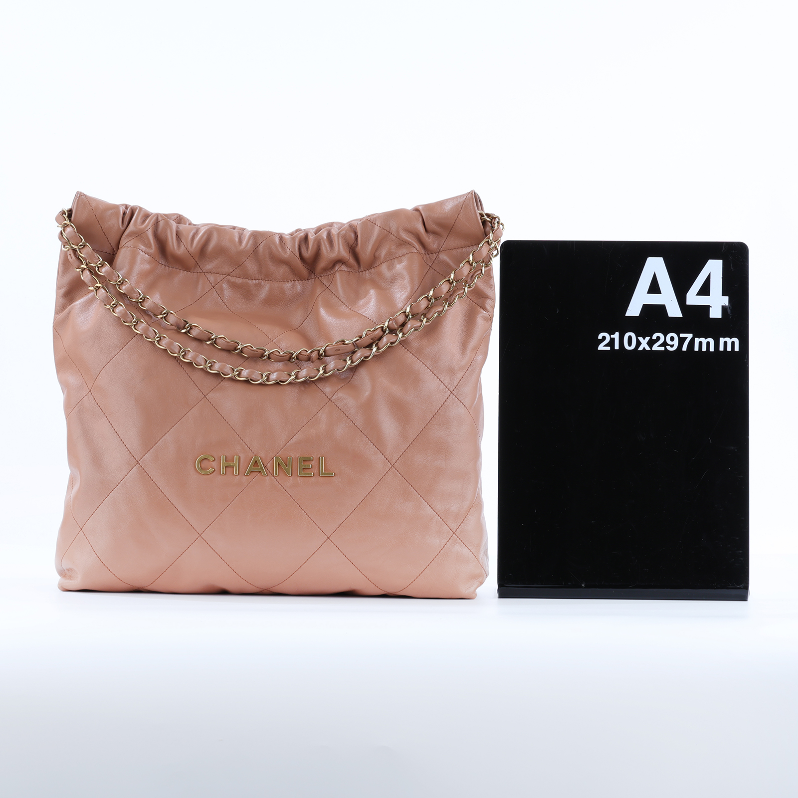 香奈兒 CHANEL 22 中型 束口包 AS3261 晶片款 奶茶金釦22包 中號 防塵袋/內袋