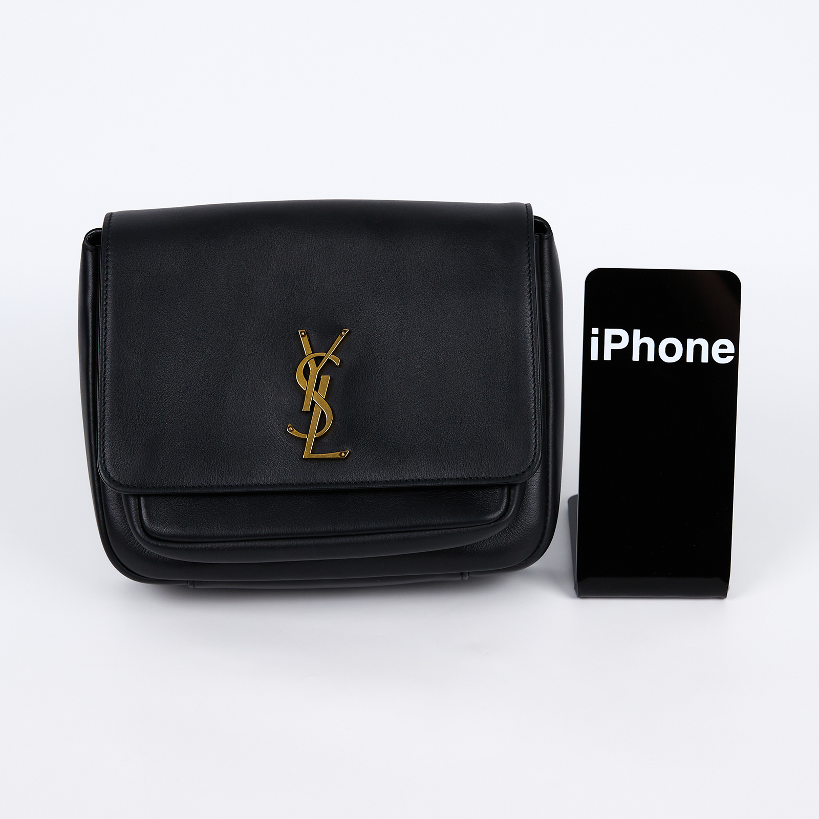 聖羅蘭 YSL SAINT LAURENT Niki satchel 皮革 肩背包 718556AAD39 黑NIKI SATCHEL斜背 原廠盒子/防塵袋