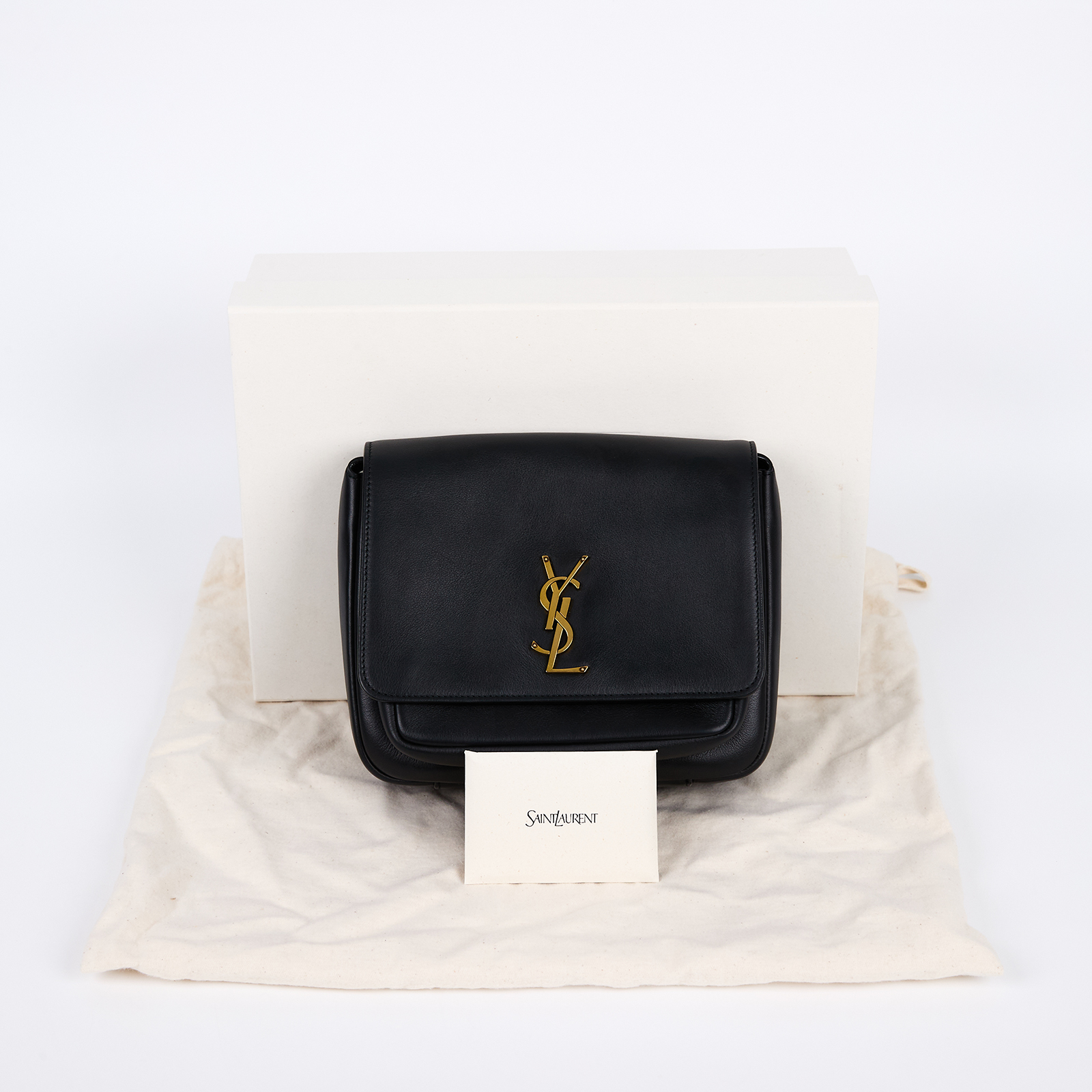 聖羅蘭 YSL SAINT LAURENT Niki satchel 皮革 肩背包 718556AAD39 黑NIKI SATCHEL斜背 原廠盒子/防塵袋