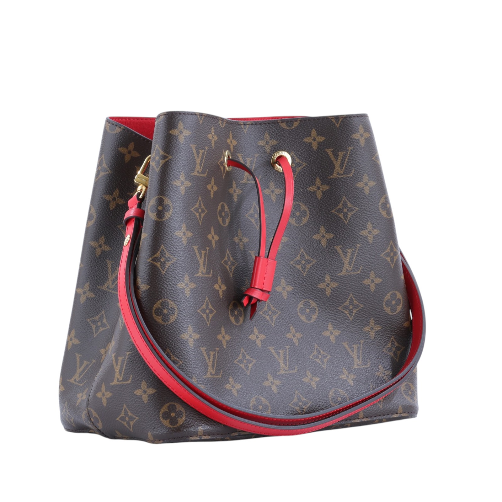 路易威登 LOUIS VUITTON NéoNoé MM 經典帆布 肩背 水桶包 紅色 M44021 原花紅NEONOE水桶包 背帶