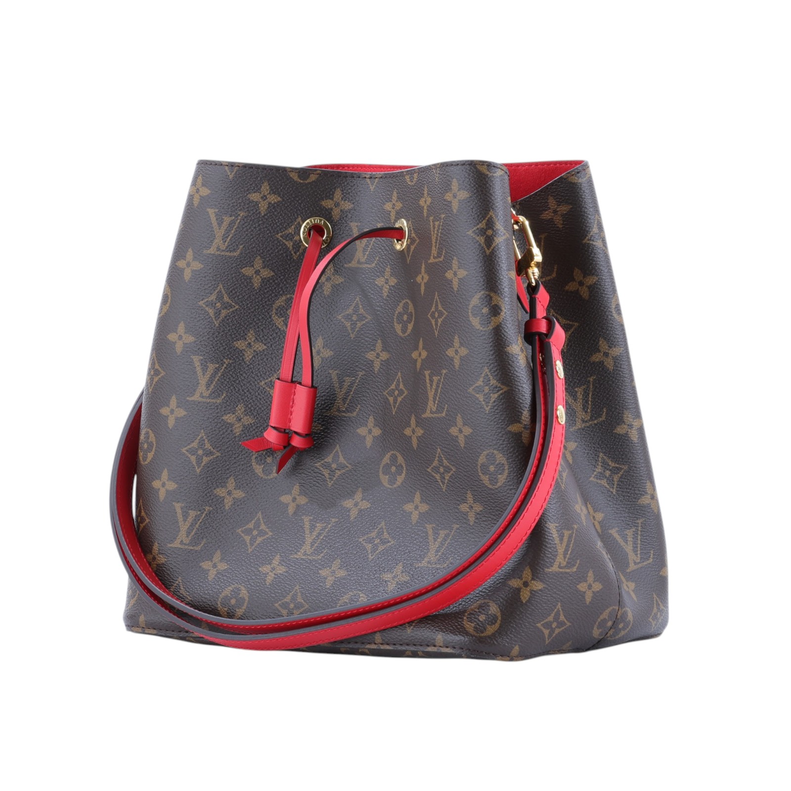路易威登 LOUIS VUITTON NéoNoé MM 經典帆布 肩背 水桶包 紅色 M44021 原花紅NEONOE水桶包 背帶