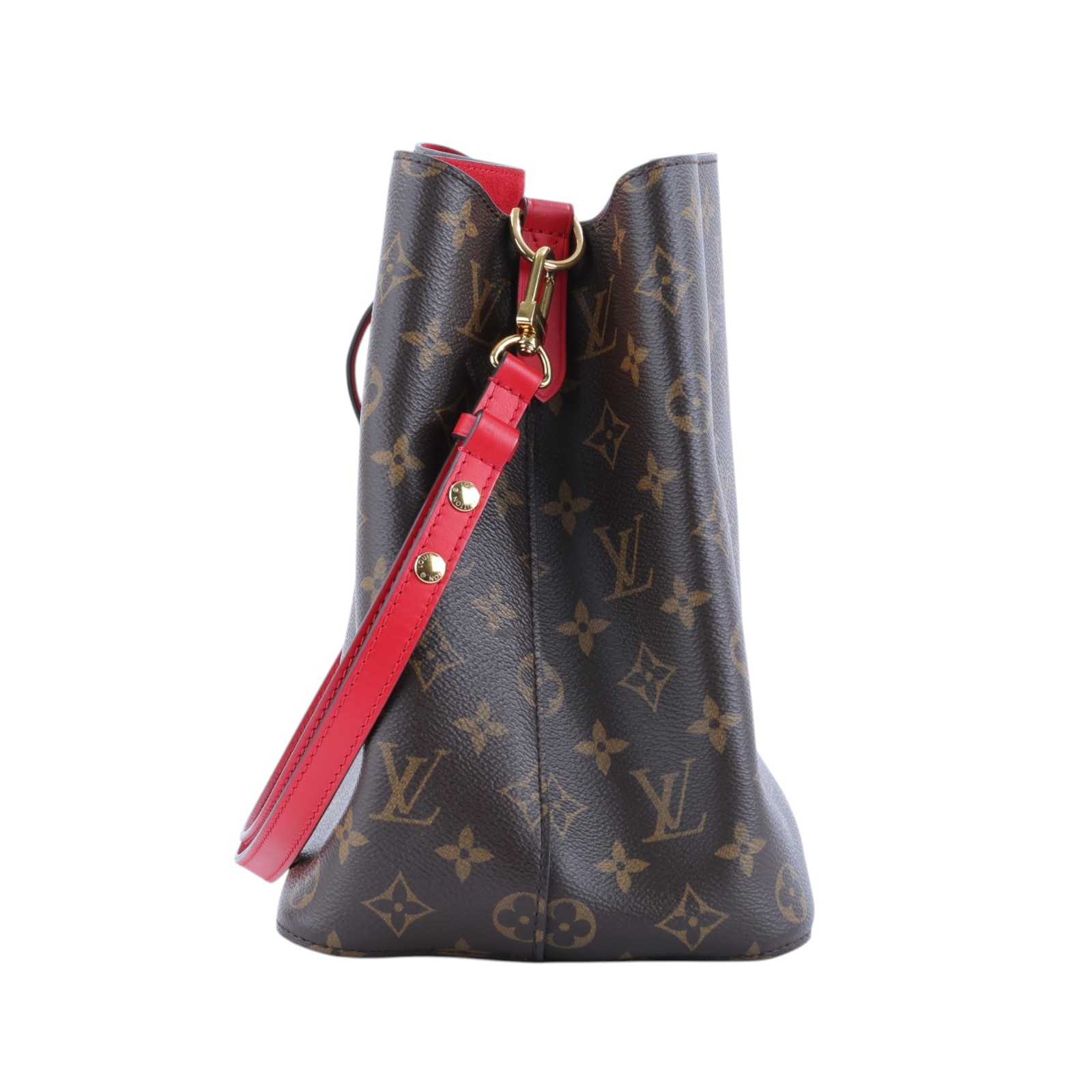 路易威登 LOUIS VUITTON NéoNoé MM 經典帆布 肩背 水桶包 紅色 M44021 原花紅NEONOE水桶包 背帶