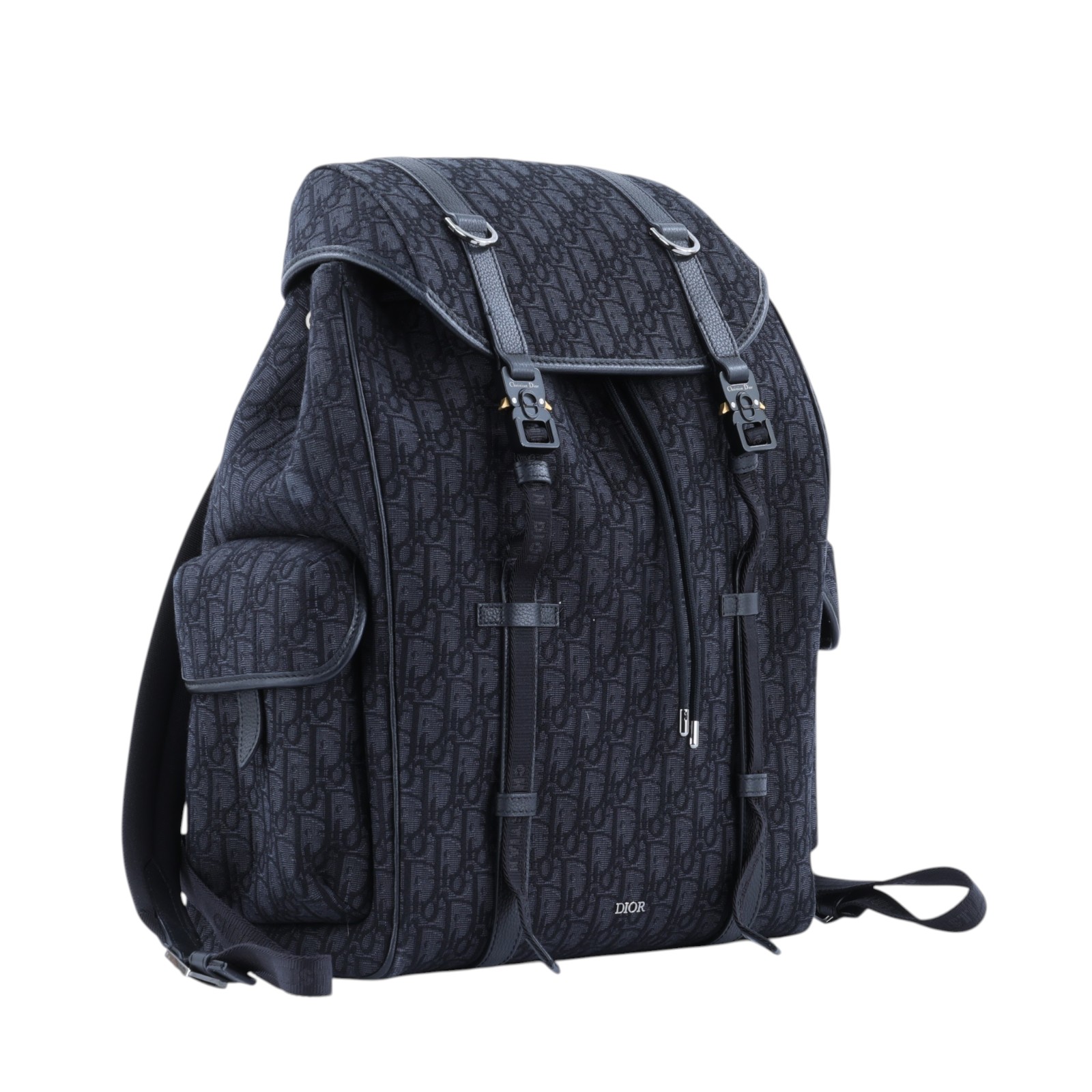 迪奧 CHRISTIAN DIOR Backpack 後背包 1ESBA205YKY 黑緹花Hit the Road 翻蓋後背包 原廠盒子/防塵袋
