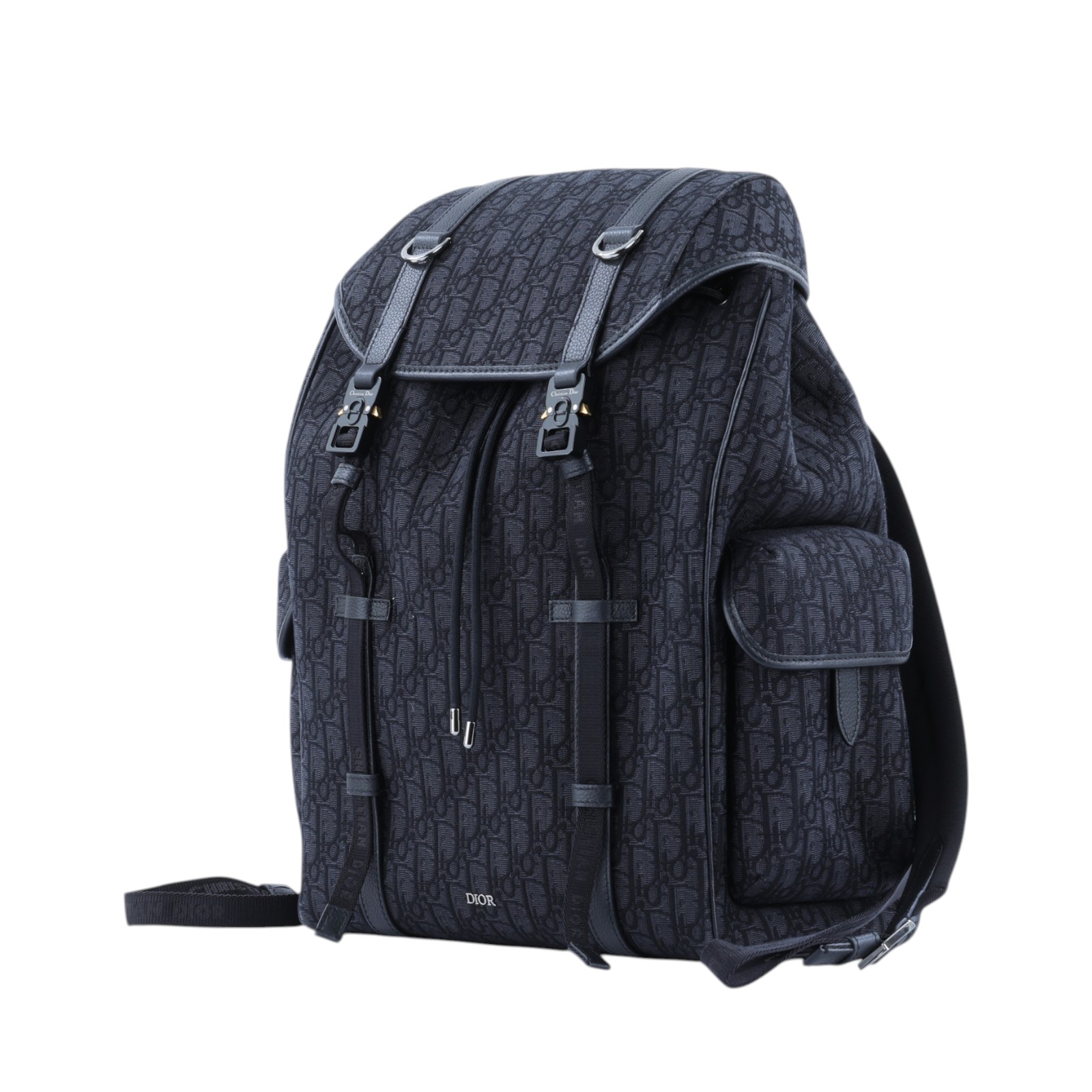 迪奧 CHRISTIAN DIOR Backpack 後背包 1ESBA205YKY 黑緹花Hit the Road 翻蓋後背包 原廠盒子/防塵袋
