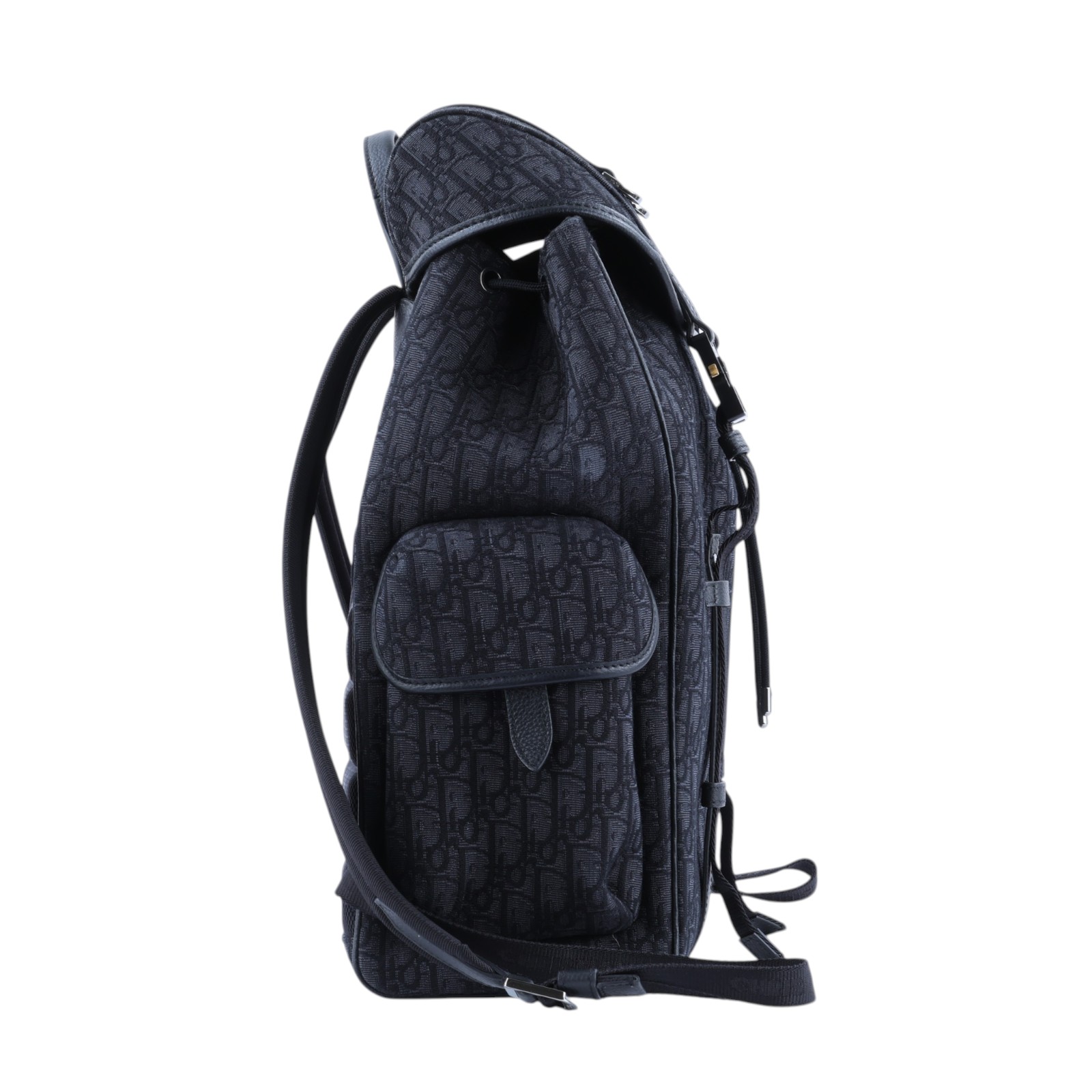 迪奧 CHRISTIAN DIOR Backpack 後背包 1ESBA205YKY 黑緹花Hit the Road 翻蓋後背包 原廠盒子/防塵袋