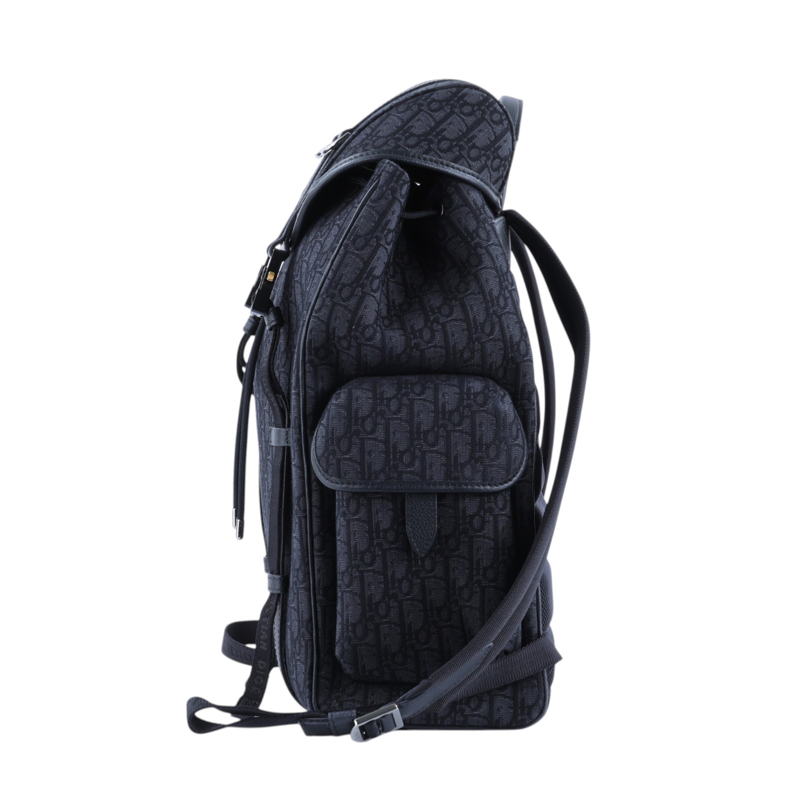 迪奧 CHRISTIAN DIOR Backpack 後背包 1ESBA205YKY 黑緹花Hit the Road 翻蓋後背包 原廠盒子/防塵袋