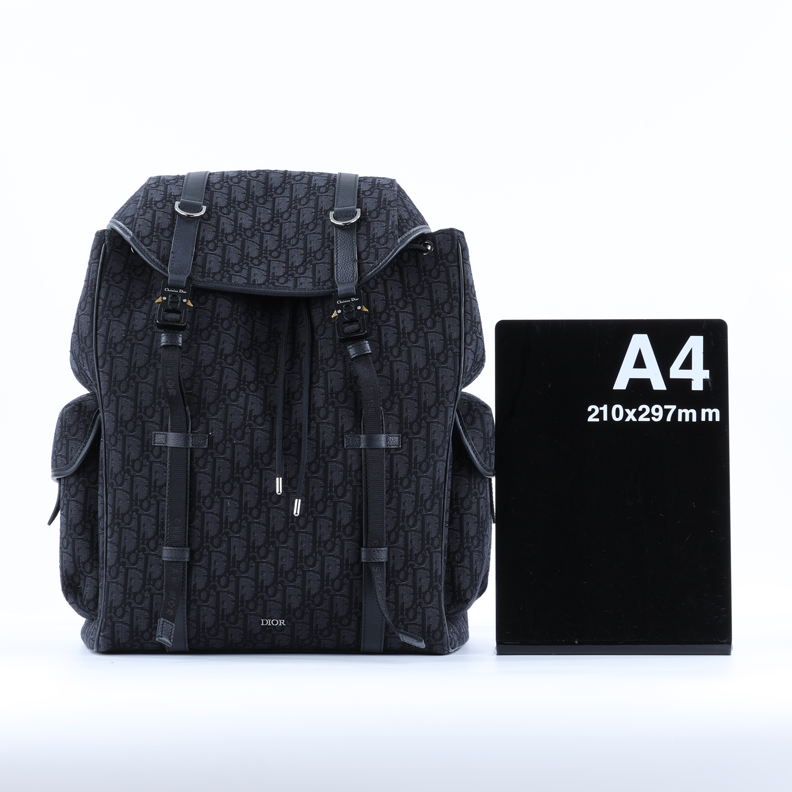 迪奧 CHRISTIAN DIOR Backpack 後背包 1ESBA205YKY 黑緹花Hit the Road 翻蓋後背包 原廠盒子/防塵袋