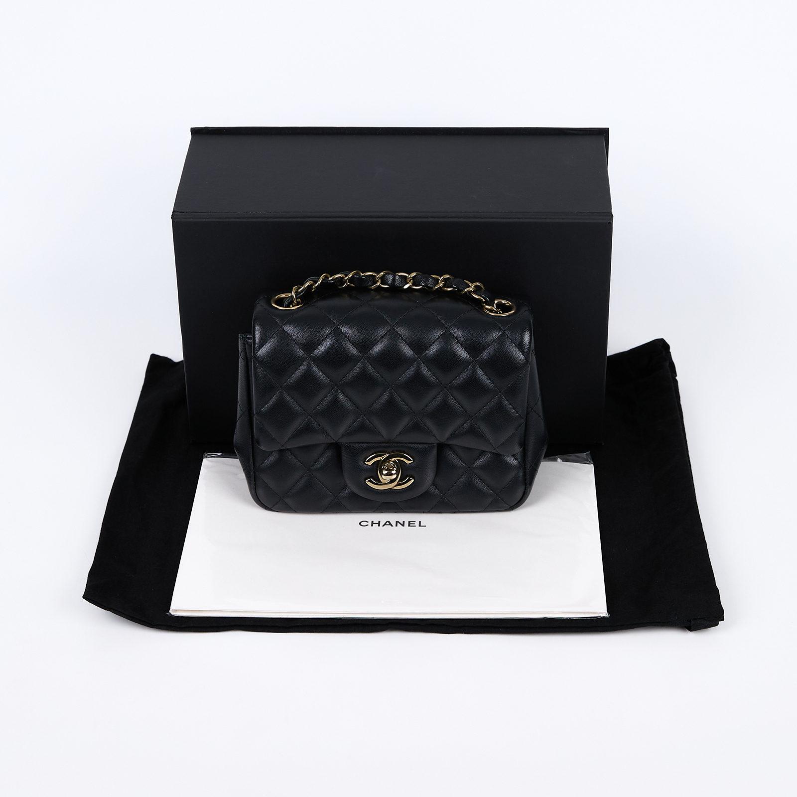 香奈兒 CHANEL CF 方形 迷你 口蓋包 A35200 晶片款 黑金COCO17 原廠盒子/防塵袋