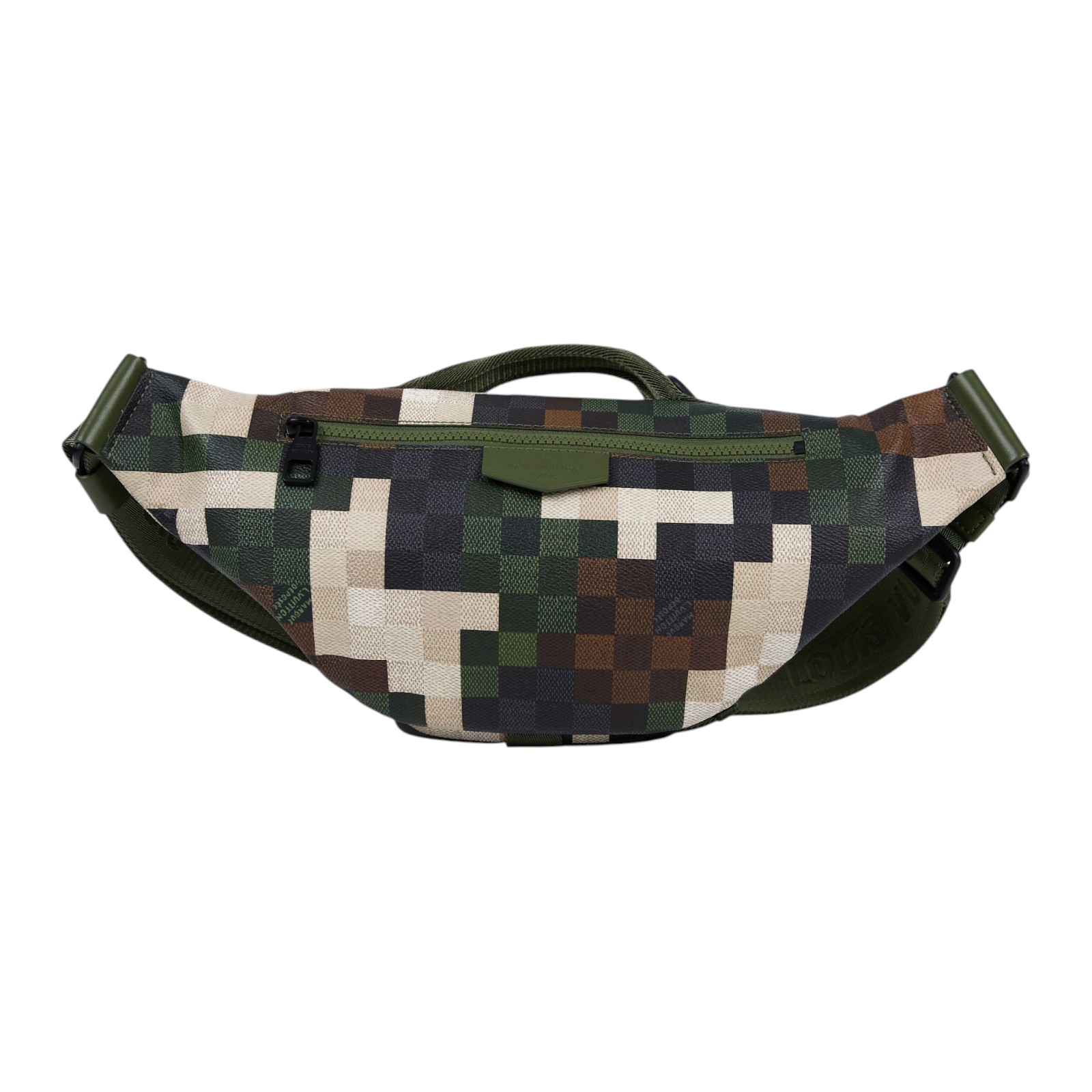 路易威登 LOUIS VUITTON Motion 腰包 斜背包 肩背包 M24446 綠棋盤格腰包 原廠盒子/防塵袋