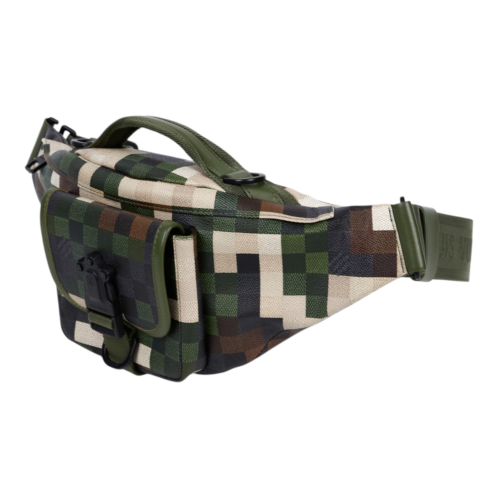 路易威登 LOUIS VUITTON Motion 腰包 斜背包 肩背包 M24446 綠棋盤格腰包 原廠盒子/防塵袋