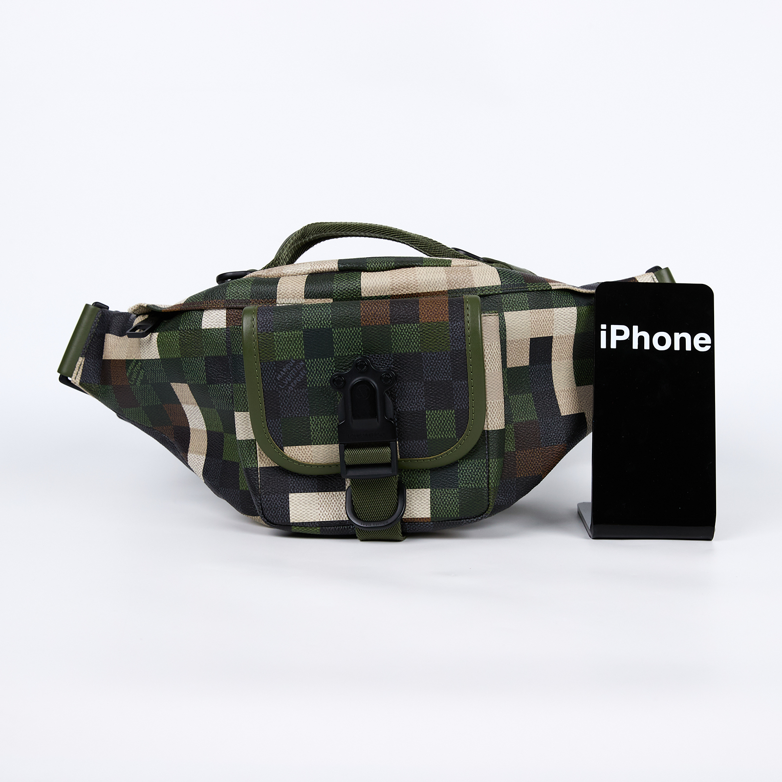 路易威登 LOUIS VUITTON Motion 腰包 斜背包 肩背包 M24446 綠棋盤格腰包 原廠盒子/防塵袋