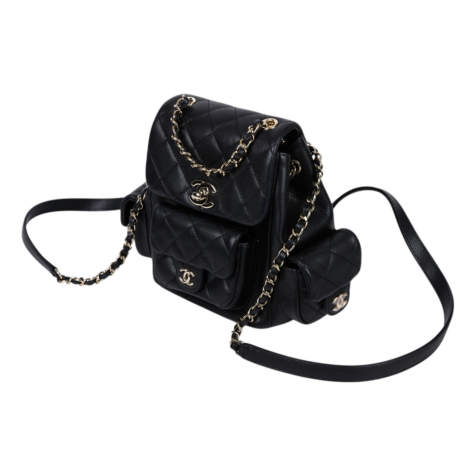 香奈兒 CHANEL 小型 後背包 AS4399 黑銀荔枝牛DUMA後背包 原廠盒子/防塵袋