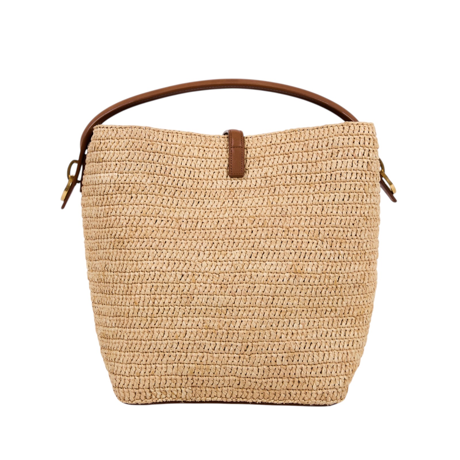 聖羅蘭 YSL SAINT LAURENT le 37 亮面皮革手袋 773991GAAEC 草編手提包 防塵袋/背帶/內袋