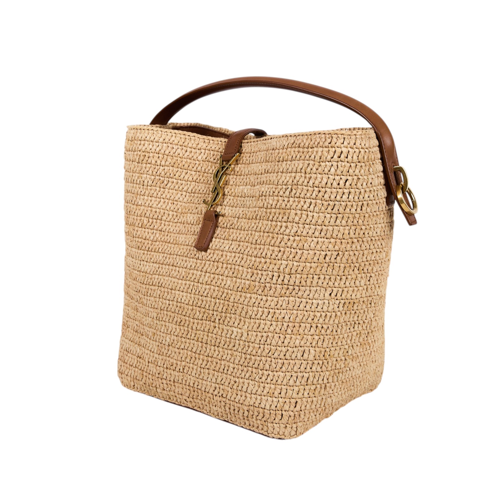 聖羅蘭 YSL SAINT LAURENT le 37 亮面皮革手袋 773991GAAEC 草編手提包 防塵袋/背帶/內袋