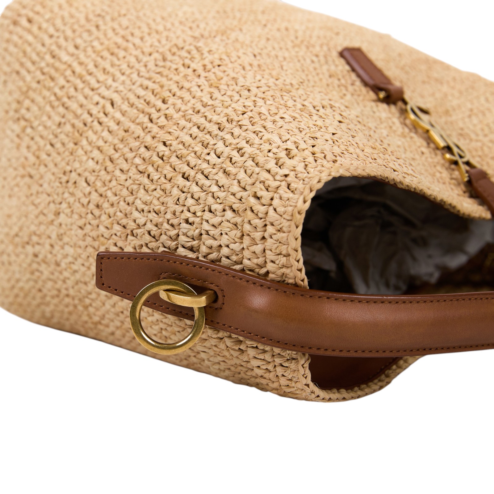 聖羅蘭 YSL SAINT LAURENT le 37 亮面皮革手袋 773991GAAEC 草編手提包 防塵袋/背帶/內袋