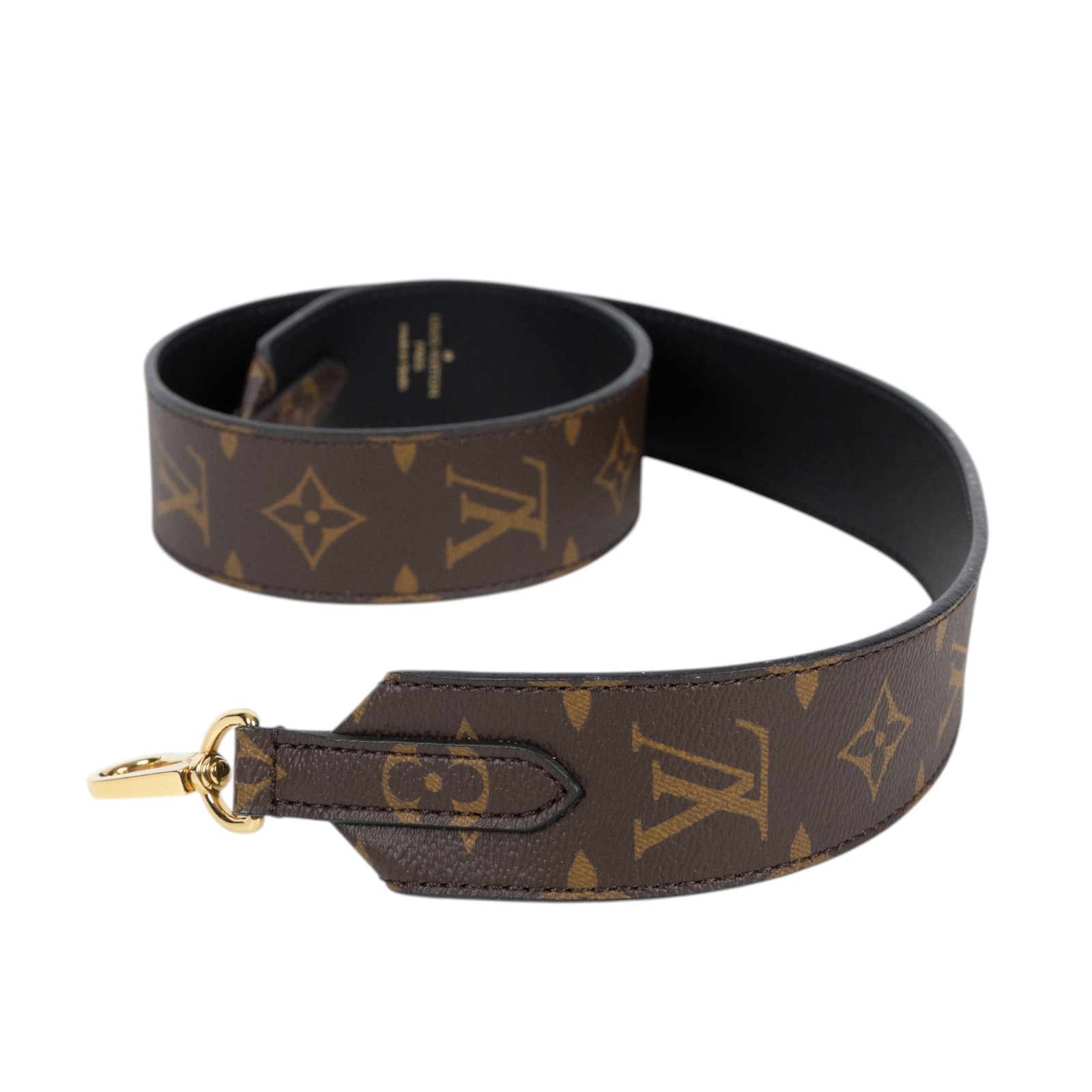 路易威登 LOUIS VUITTON Monogram 肩背帶 黑色 J02288 原花背帶 購買證明影本