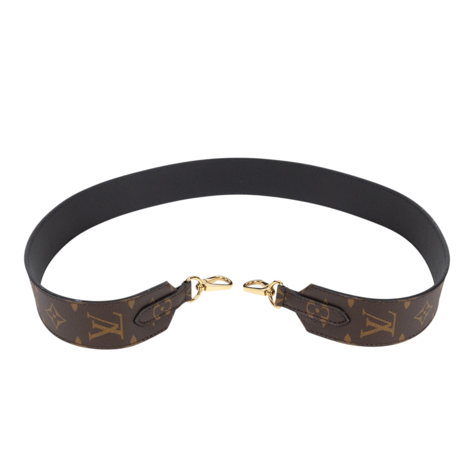 路易威登 LOUIS VUITTON Monogram 肩背帶 黑色 J02288 原花背帶 購買證明影本