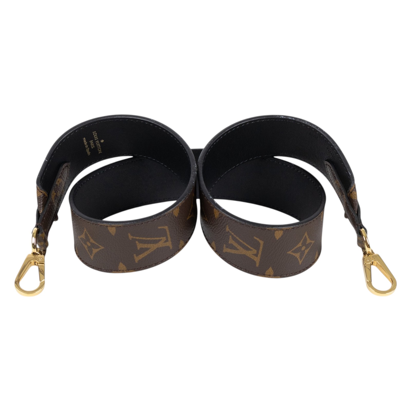 路易威登 LOUIS VUITTON Monogram 肩背帶 黑色 J02288 原花背帶 購買證明影本