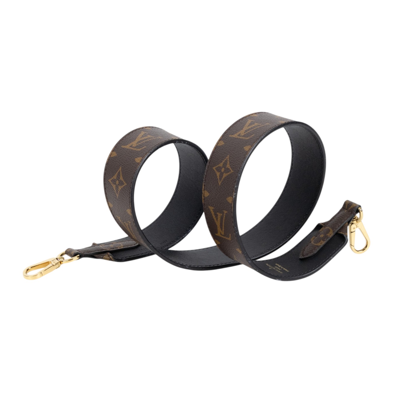 路易威登 LOUIS VUITTON Monogram 肩背帶 黑色 J02288 原花背帶 購買證明影本