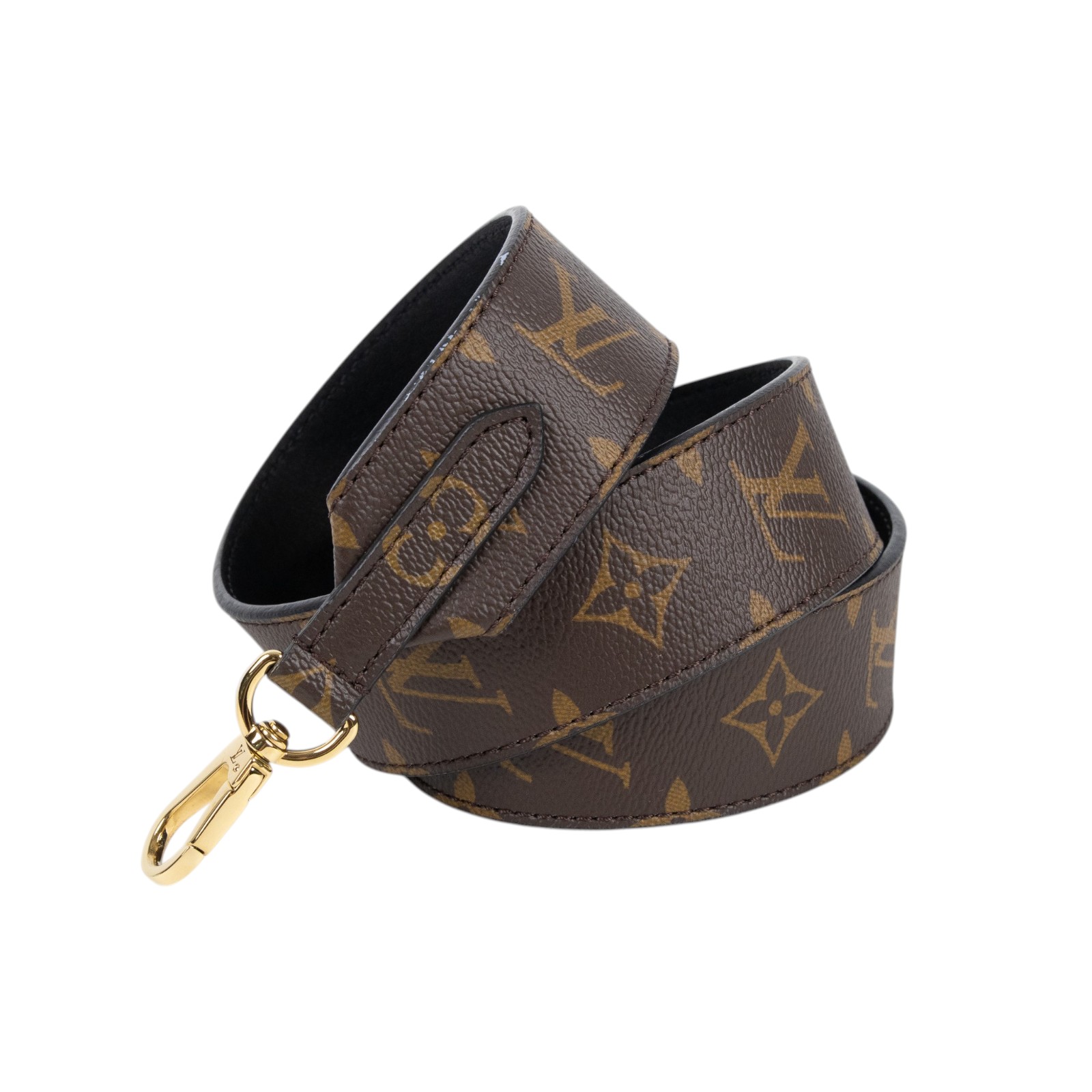 路易威登 LOUIS VUITTON Monogram 肩背帶 黑色 J02288 原花背帶 購買證明影本