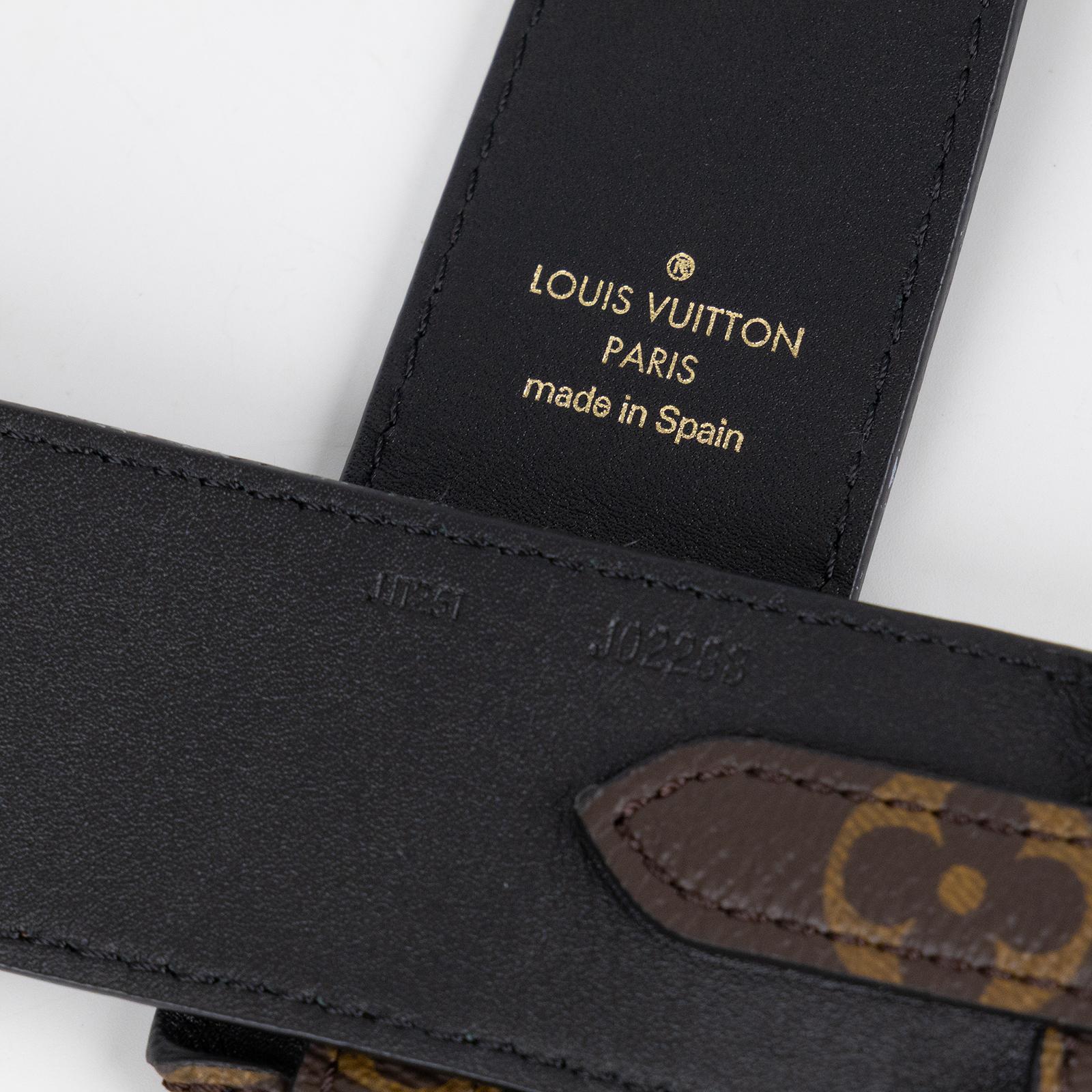 路易威登 LOUIS VUITTON Monogram 肩背帶 黑色 J02288 原花背帶 購買證明影本