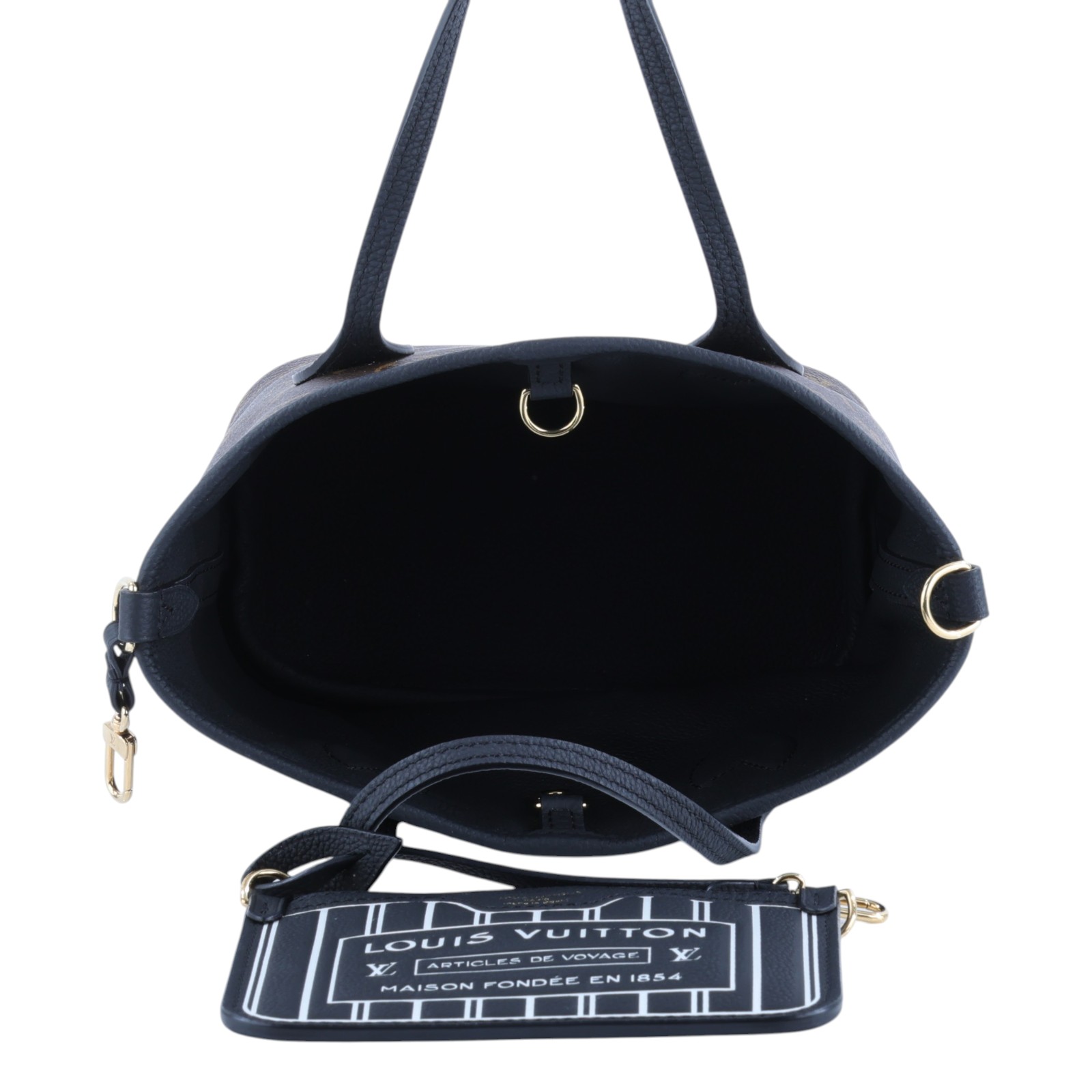 路易威登 LOUIS VUITTON Neverfull Bandoulière Inside Out BB 托特包 黑色 M12099 晶片款  背帶/內袋