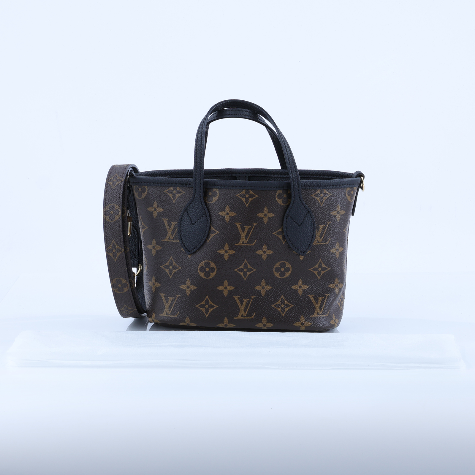 路易威登 LOUIS VUITTON Neverfull Bandoulière Inside Out BB 托特包 黑色 M12099 晶片款  背帶/內袋