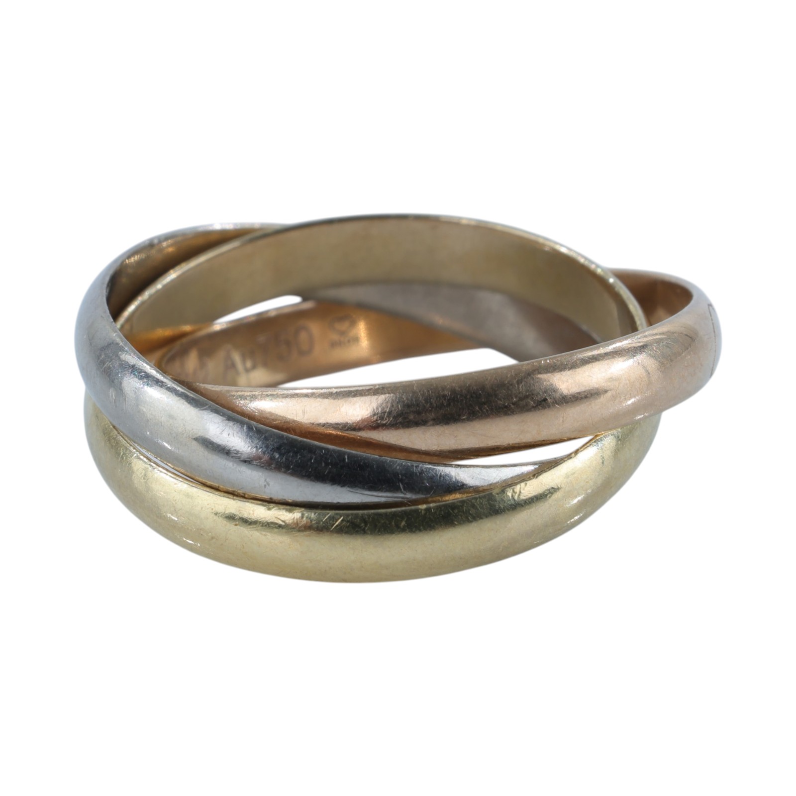 卡地亞 CARTIER Trinity 戒指 B4086151 K18 TRINITY三環戒指#51 原廠盒子/保證卡/購買證明