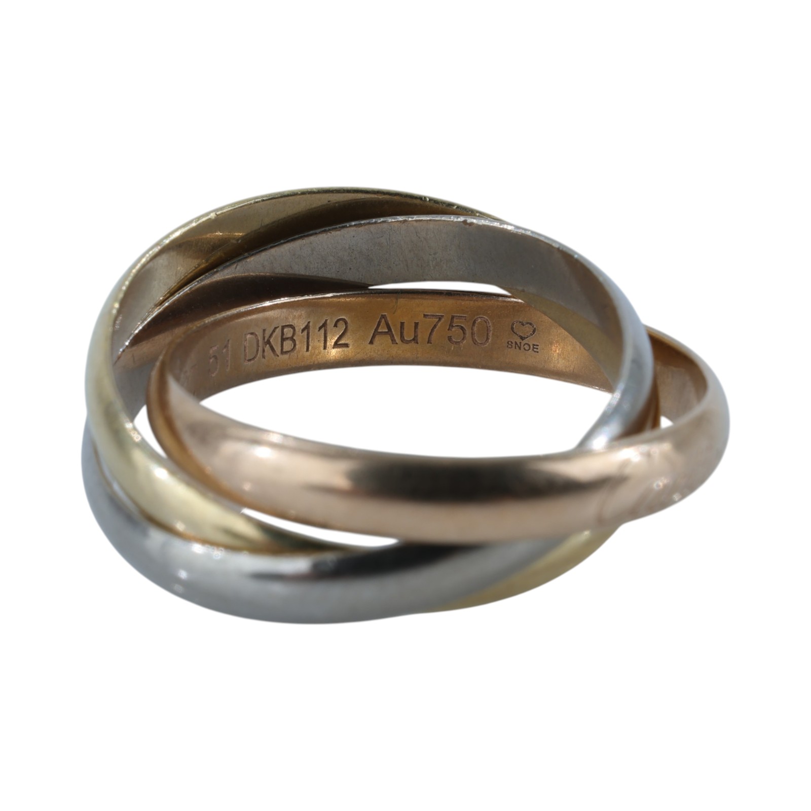 卡地亞 CARTIER Trinity 戒指 B4086151 K18 TRINITY三環戒指#51 原廠盒子/保證卡/購買證明