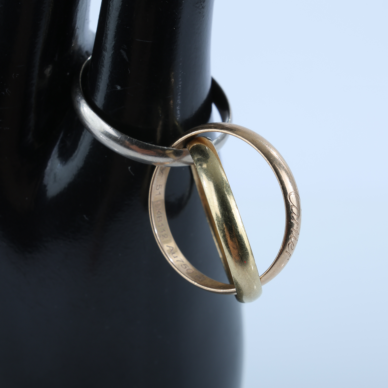 卡地亞 CARTIER Trinity 戒指 B4086151 K18 TRINITY三環戒指#51 原廠盒子/保證卡/購買證明