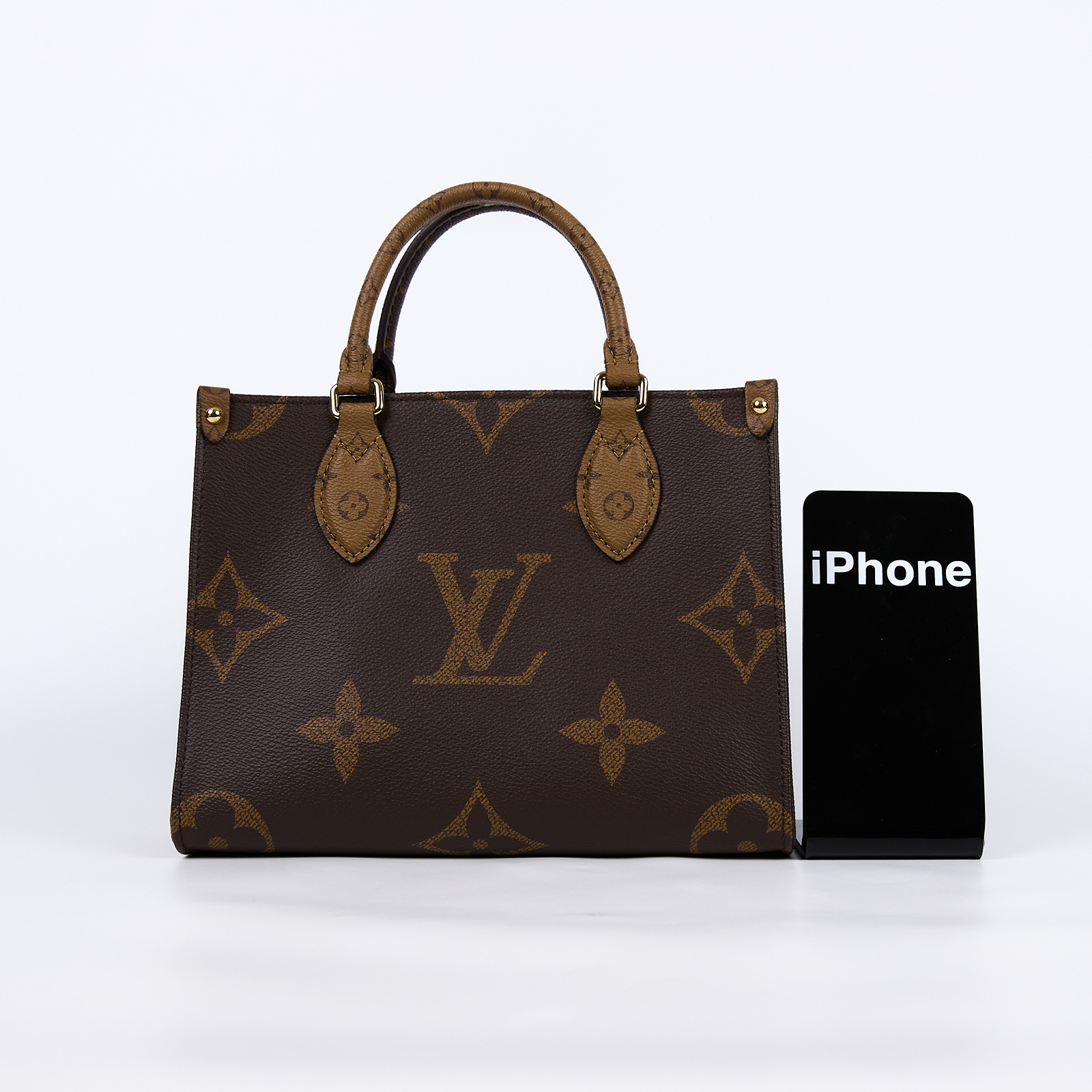 路易威登 LOUIS VUITTON OnTheGo PM 雙色帆布 手提 斜背包 M46373 晶片款  原廠盒子/防塵袋/背帶/內袋/購買證明