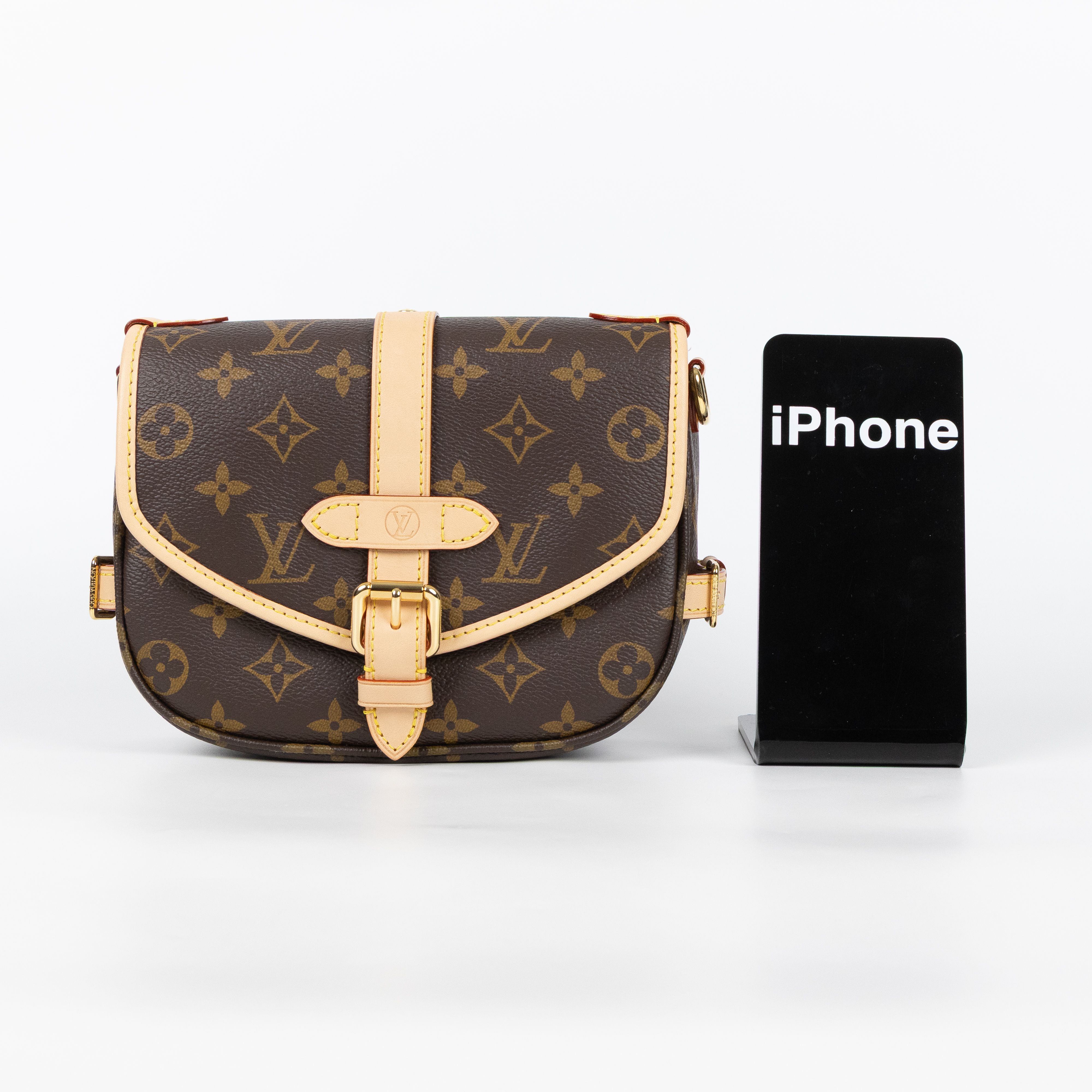 路易威登 LOUIS VUITTON Saumur BB  手提 馬鞍斜背包 M46740 晶片款 原花Saumur BB肩背包 防塵袋/背帶3/購買證明